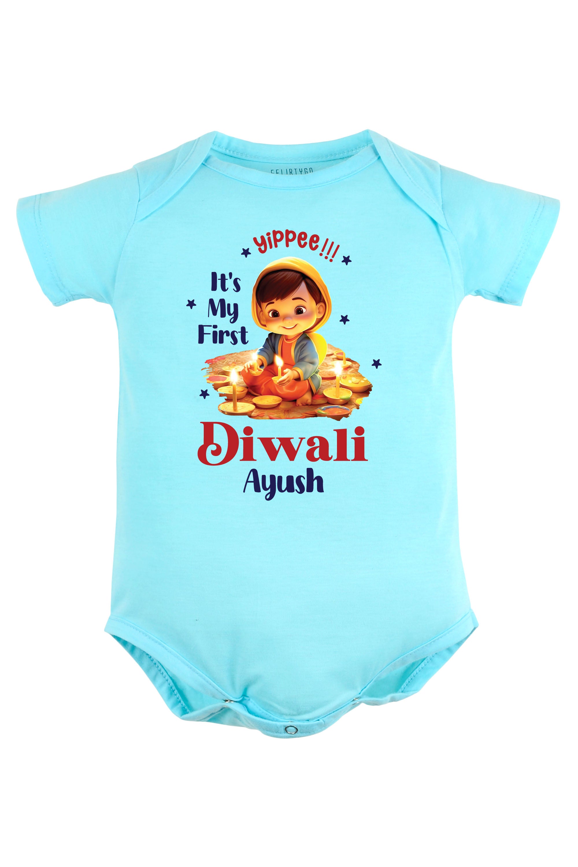 Yippee !!! It's My First Diwali Baby Romper | Onesies w/ Custom Name