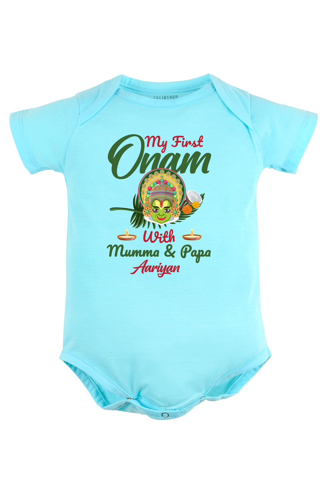 My First Onam With Mumma & Papa Baby Romper | Onesies w/ Custom Name