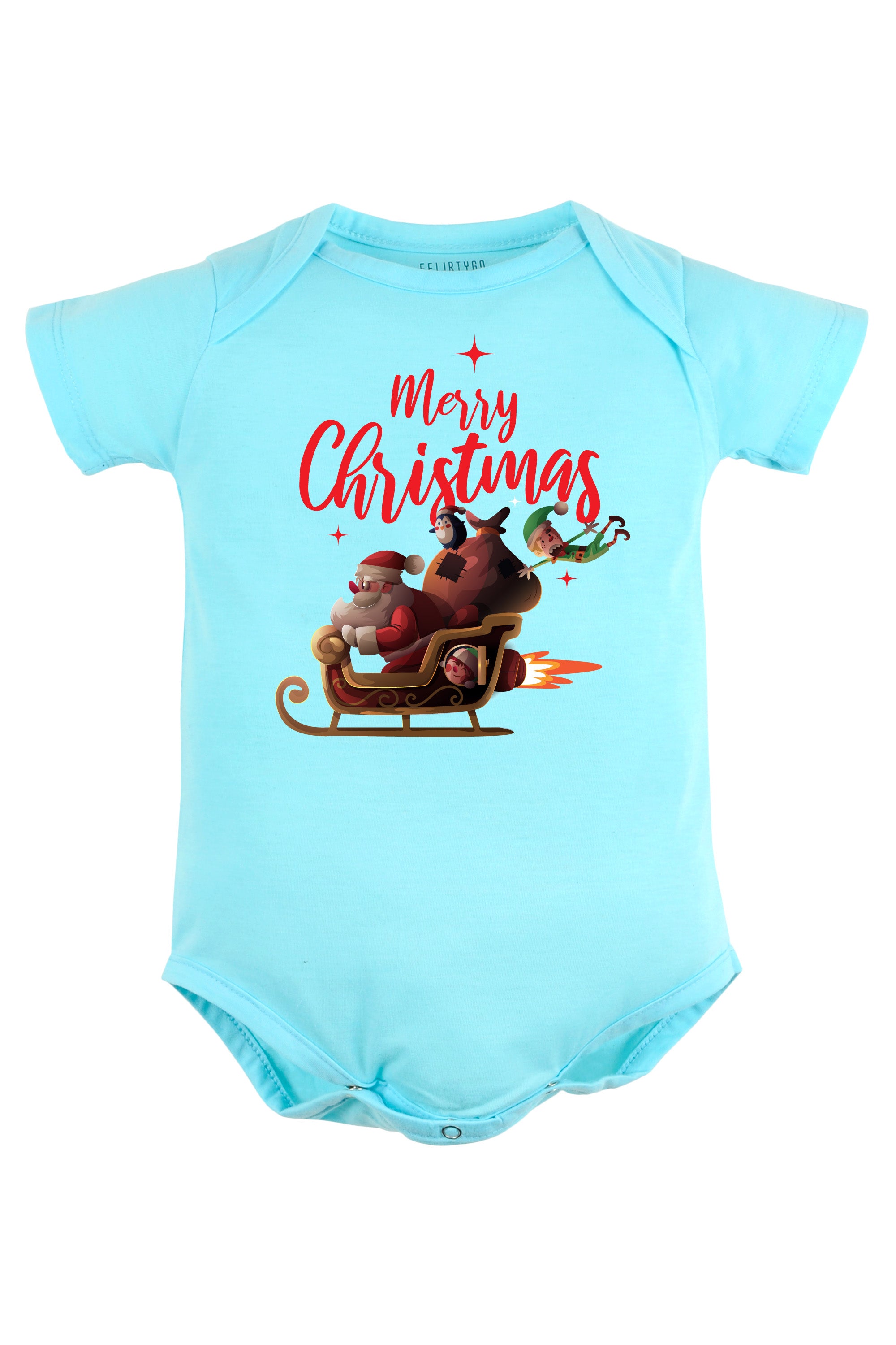 Merry Christmas with Santa's Sleigh Baby Romper | Onesies