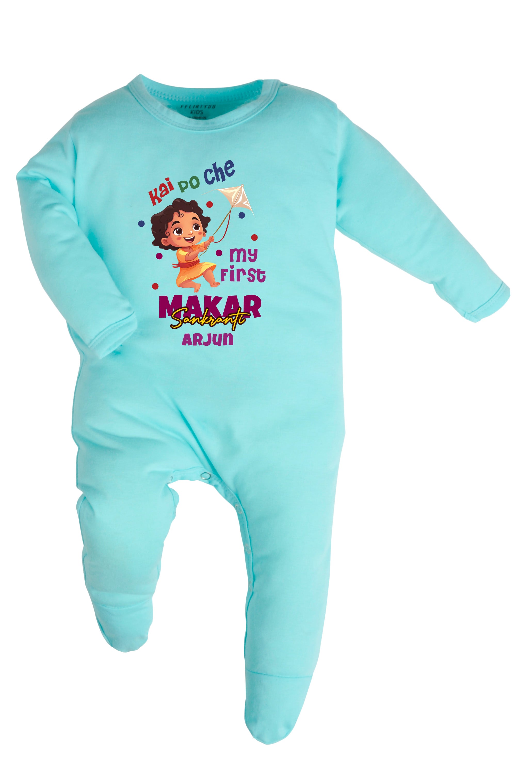 Kai po che my first Makar Sankranti Baby Romper | Onesies w/ Custom Name