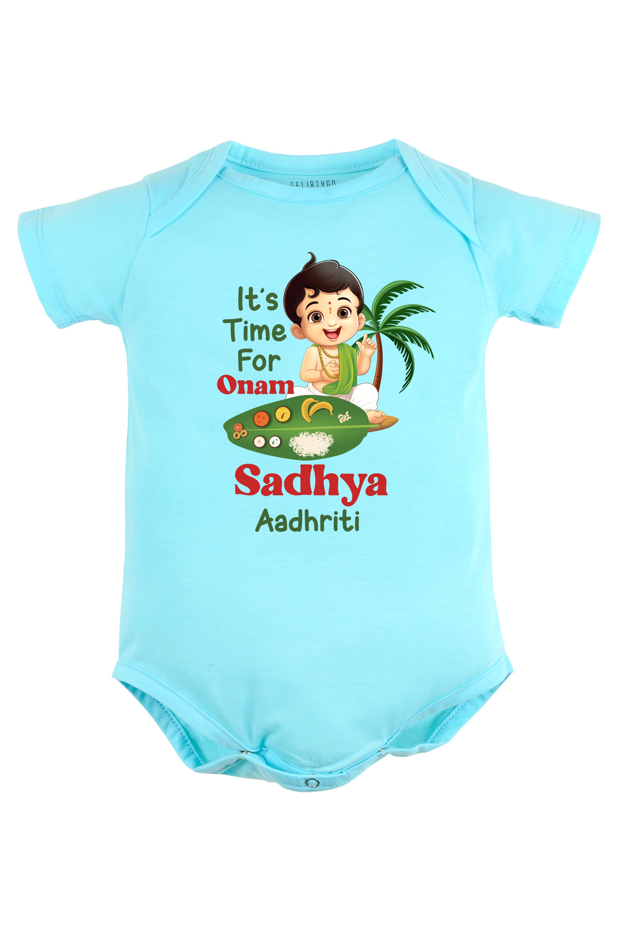 It's Time For Onam Sadhya Baby Romper | Onesies w/ Custom Name