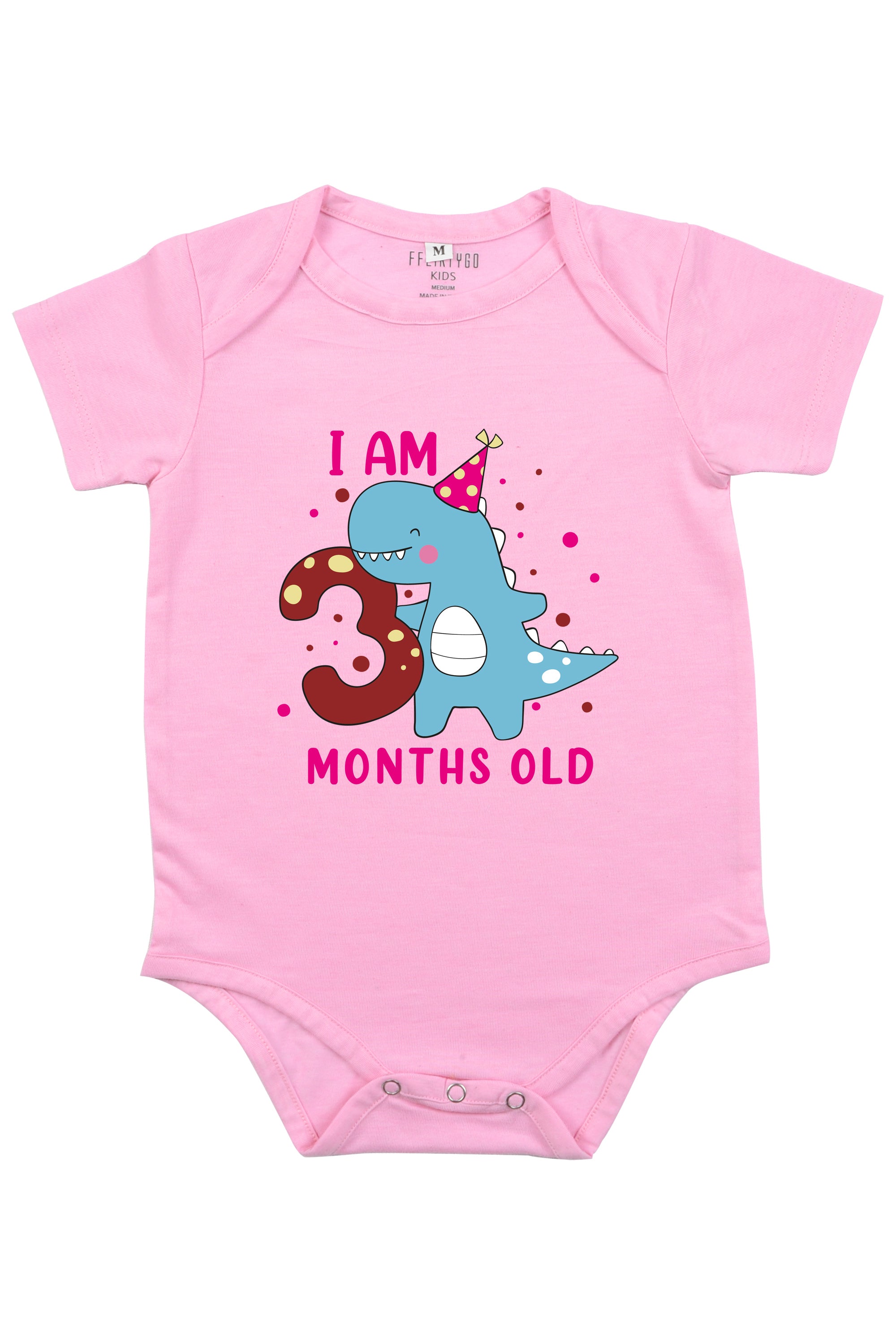 Happy Dino - I am 3 Months Old Baby Romper | Onesies