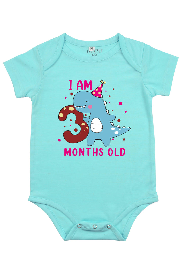 Happy Dino - I am 3 Months Old Baby Romper | Onesies