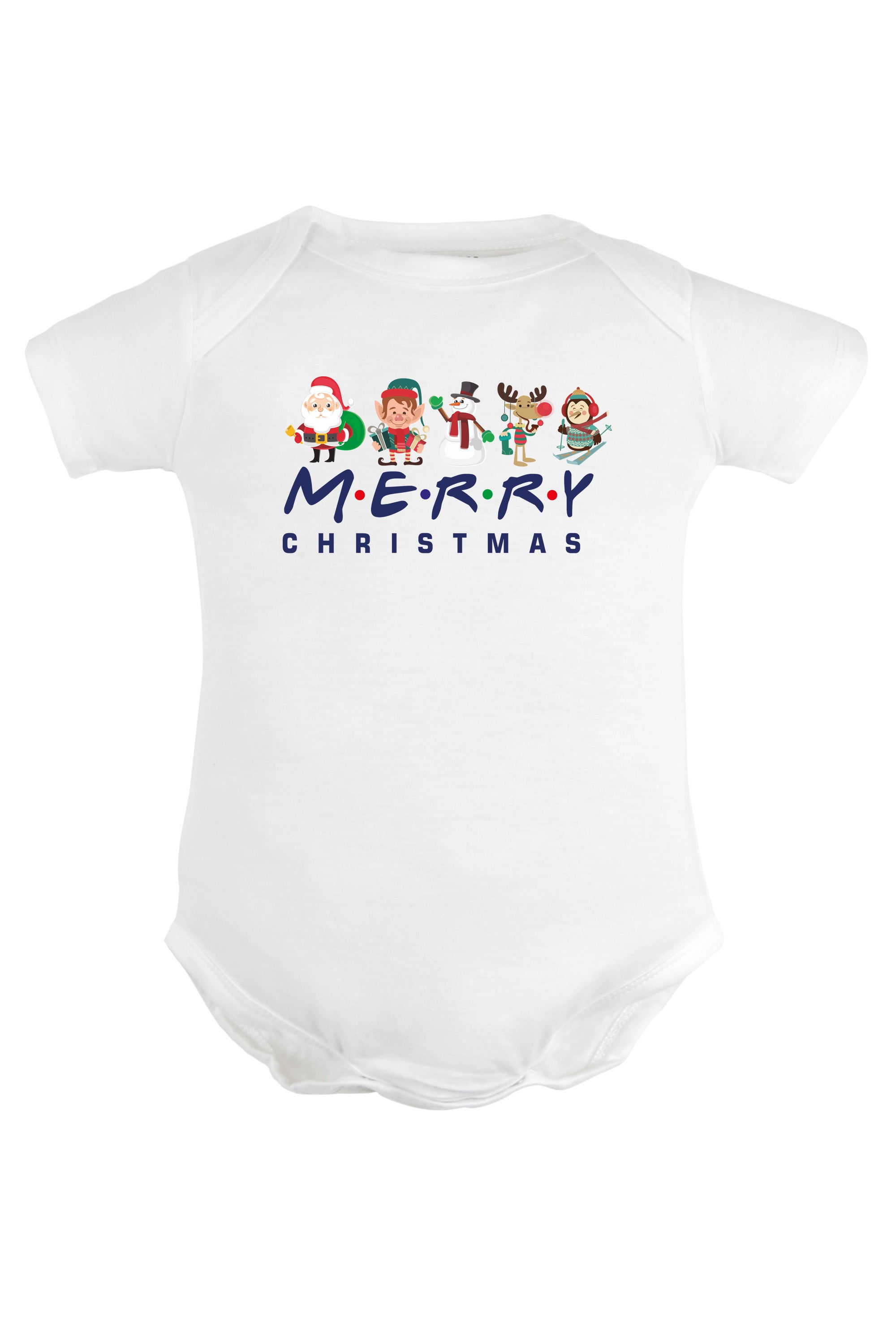 Merry Christmas with Christmas Characters Baby Romper | Onesies