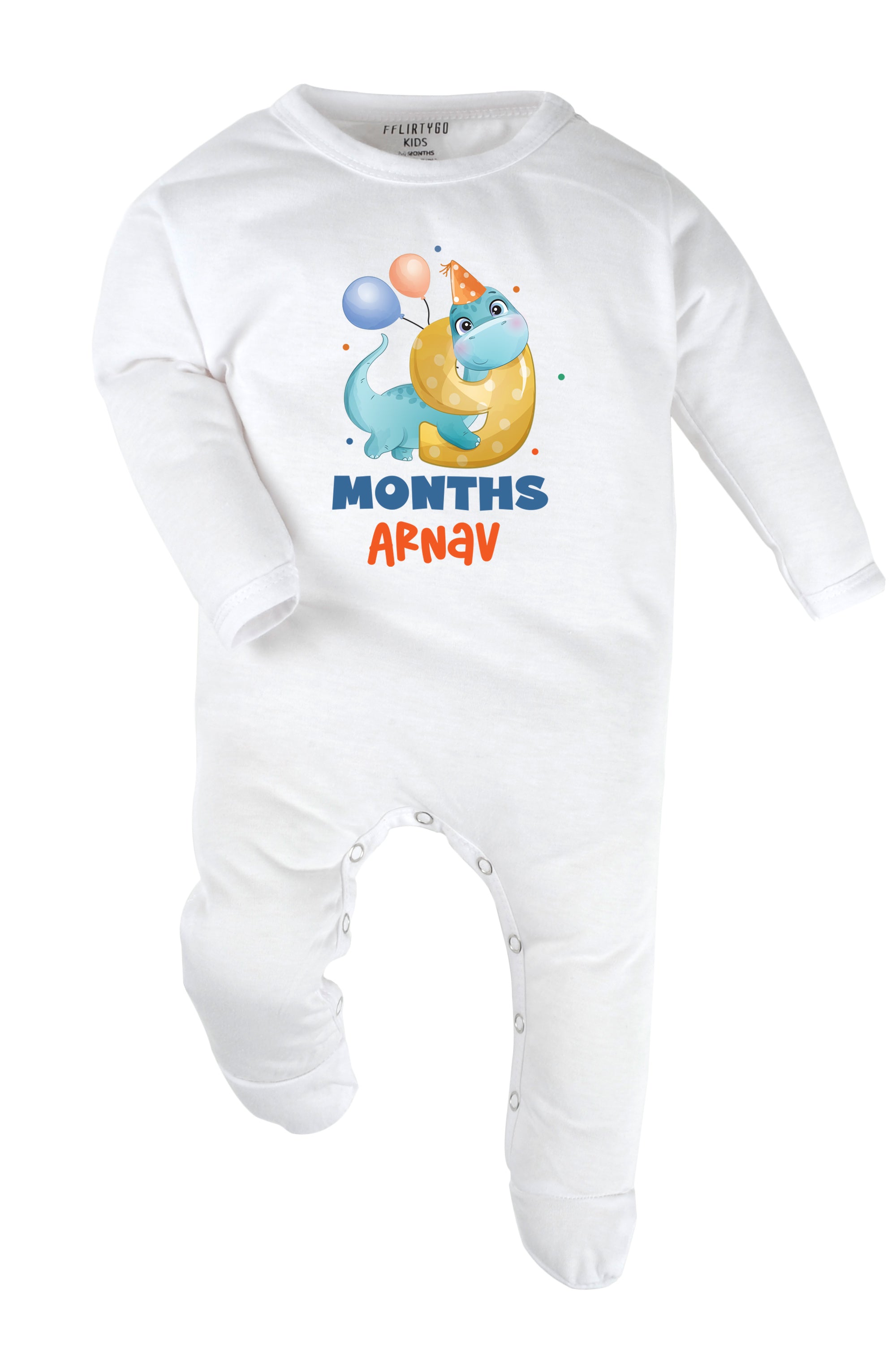 Nine Month Milestone Baby Romper | Onesies - Dino w/ Custom Name