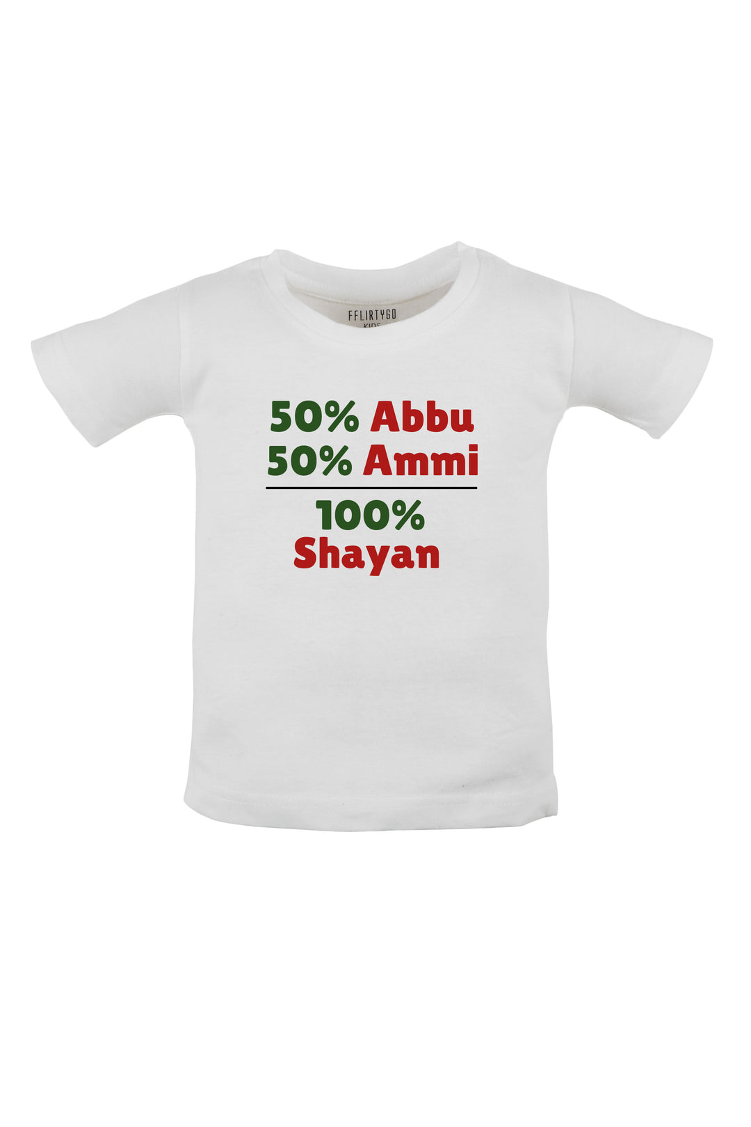 50 % Abbu 50% Ammi - 100% Kids T Shirt w/Custom Name