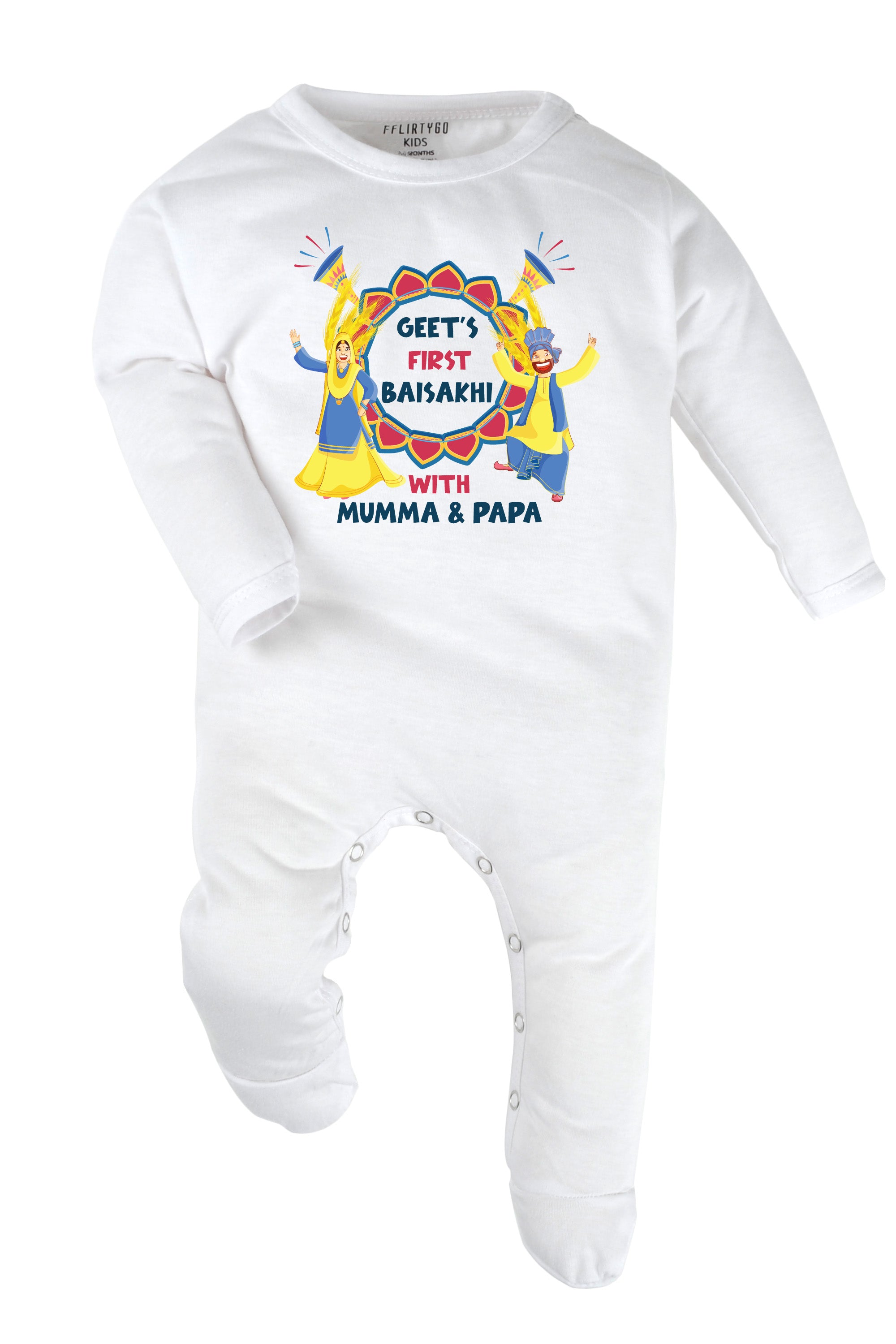 My First Baisakhi With Mumma & Papa Baby Romper | Onesies w/ Custom Name