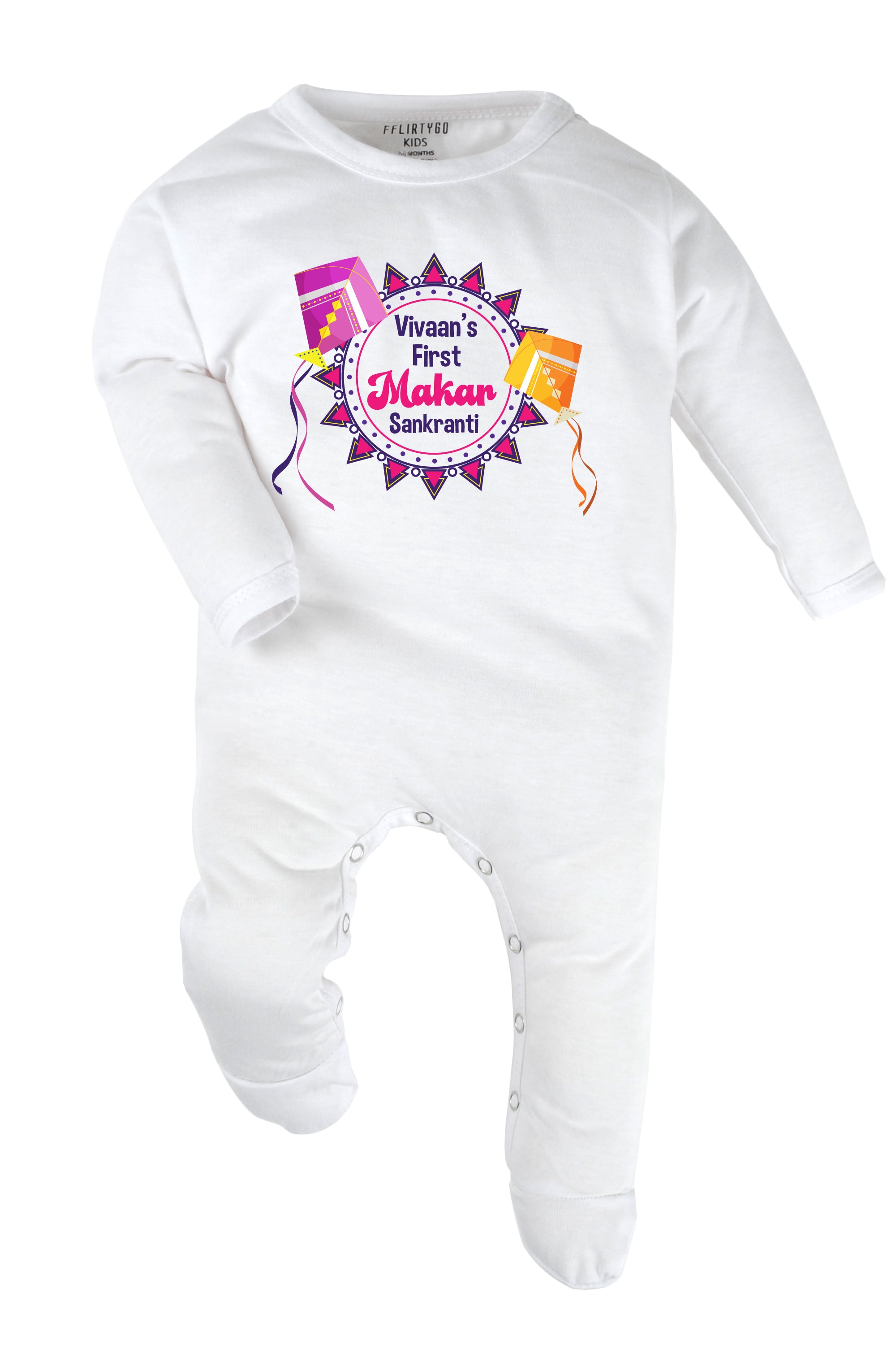 My First Makar Sankranti Mandala Baby Romper | Onesies w/ Custom Name