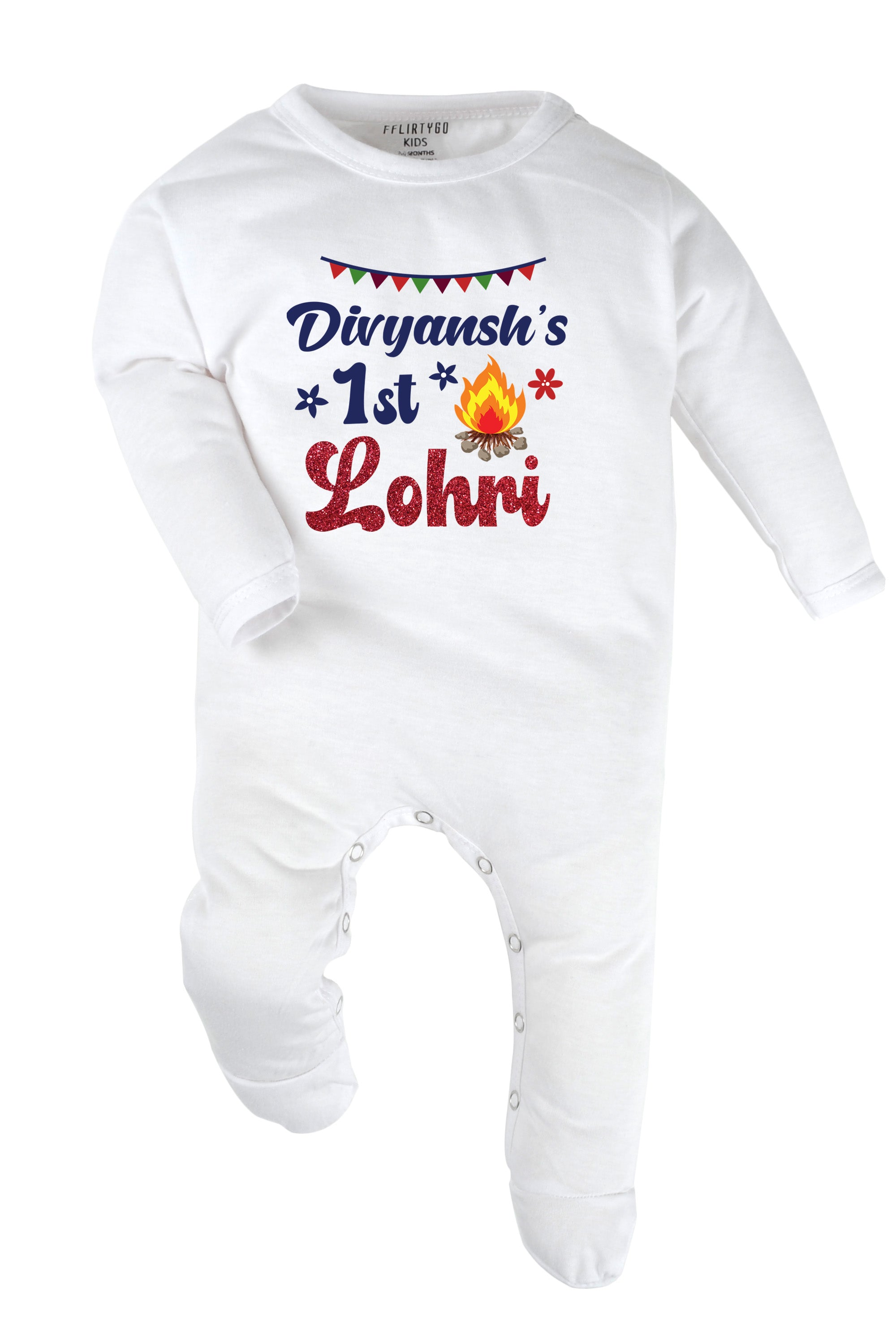 My 1st Lohri w/ Glitter and Custom Name Baby Romper | Onesies