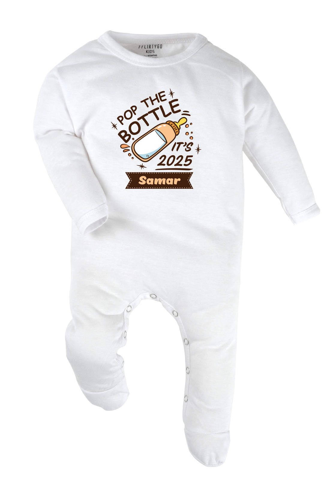 Pop The Bottles It's 2025 Baby Romper | Onesies w/ Custom Name