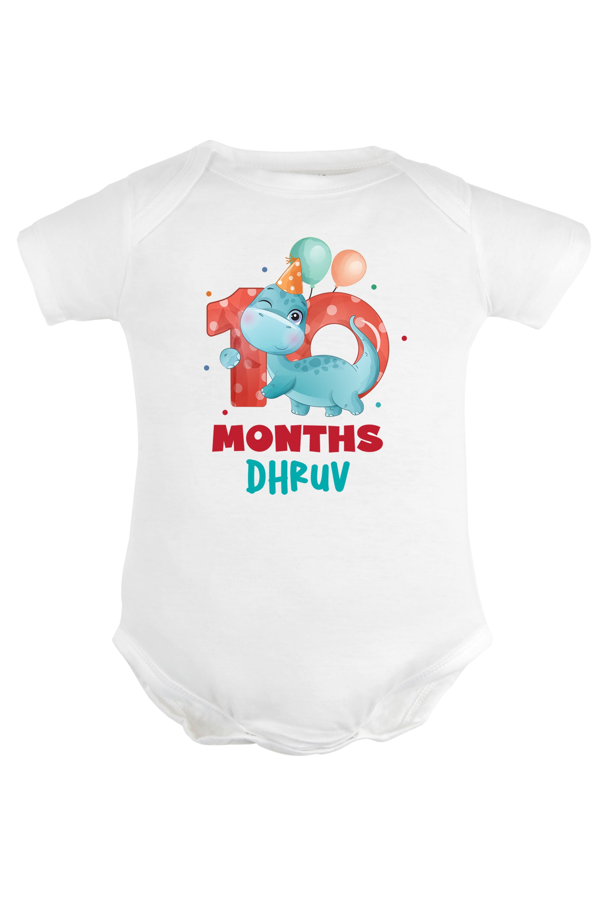 Ten Month Milestone Baby Romper | Onesies - Dino w/ Custom Name