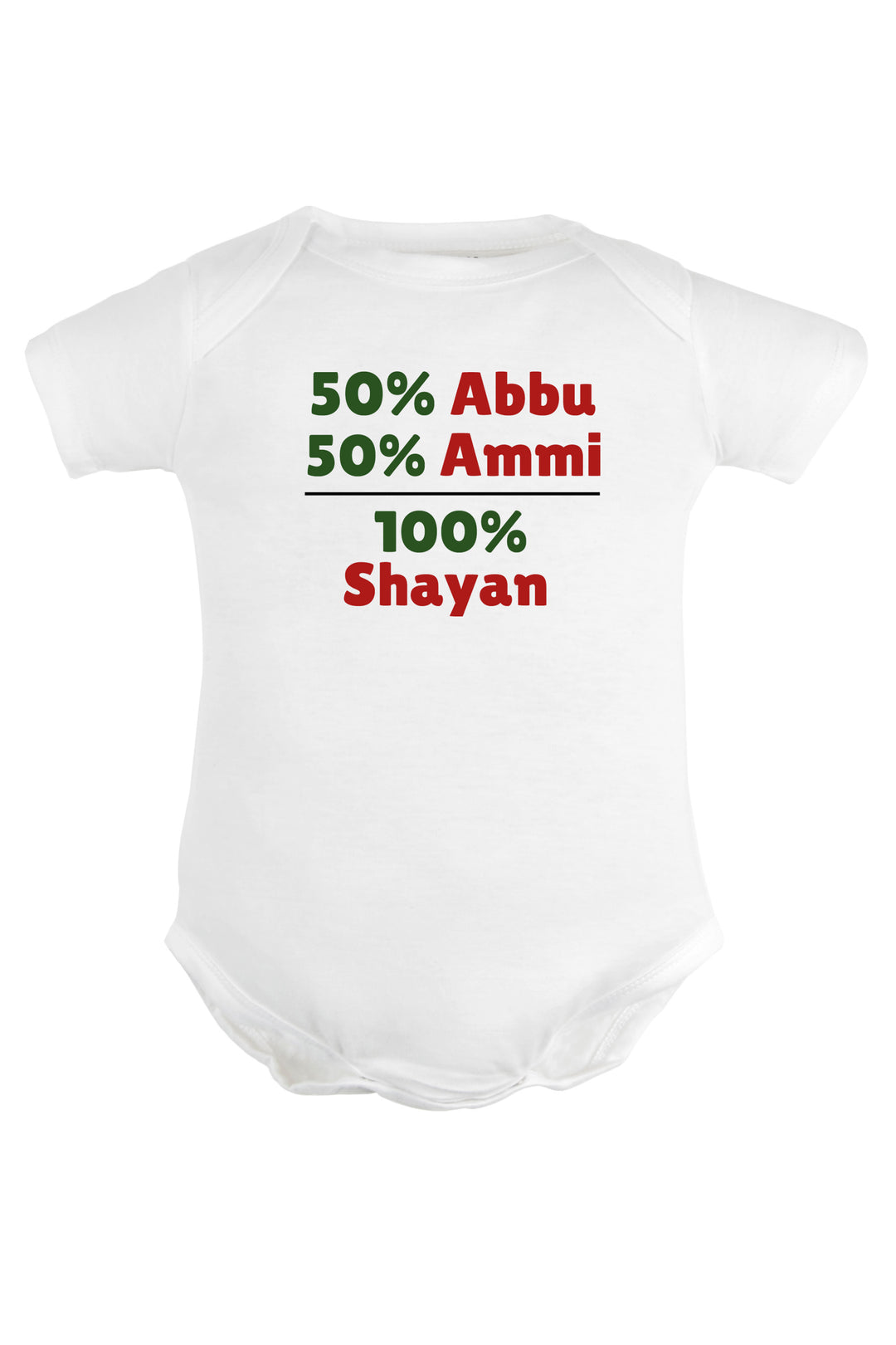 50 % Abbu 50% Ammi - 100% Baby Romper | Onesies w/ Custom Name