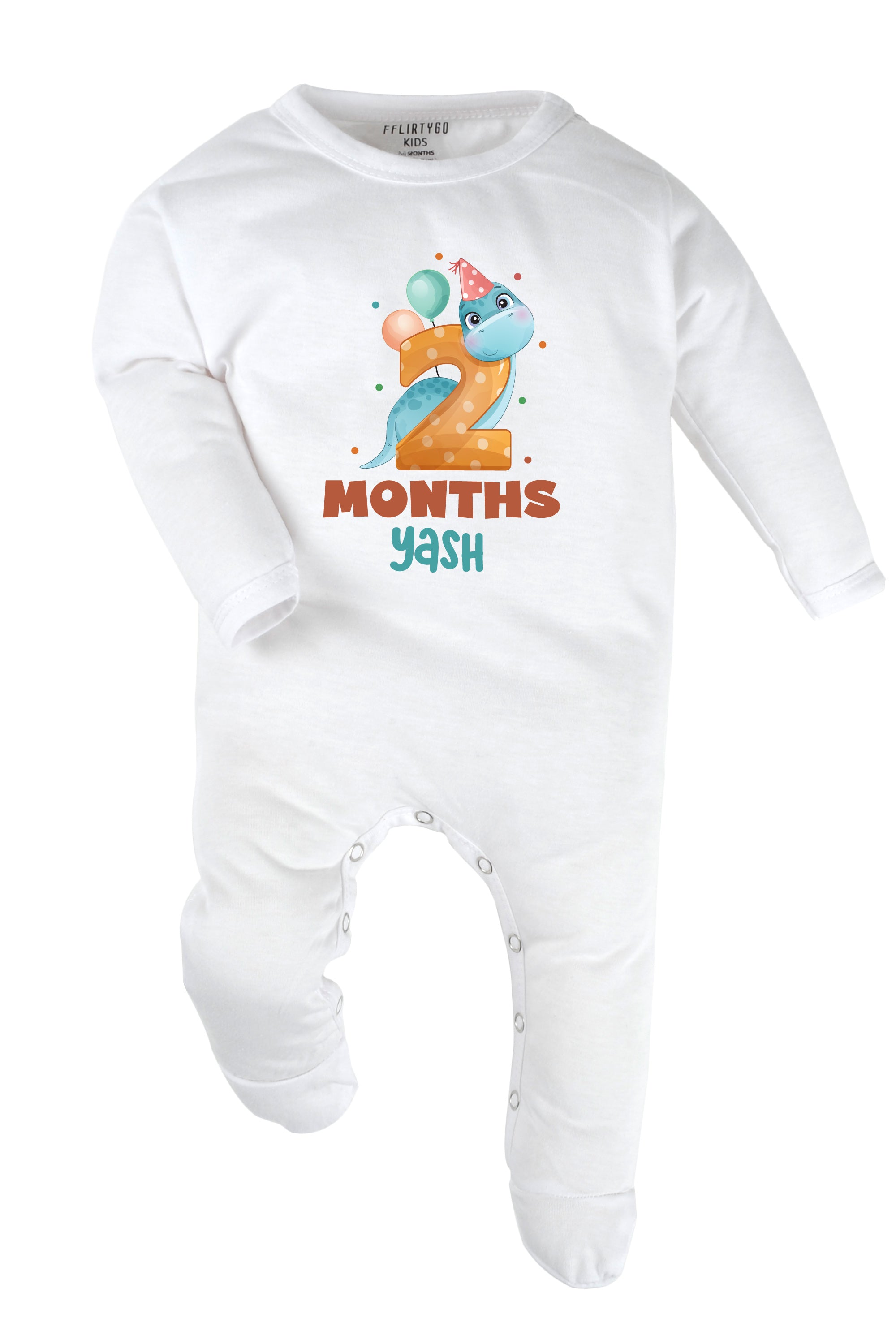 Two Month Milestone Baby Romper | Onesies - Dino w/ Custom name