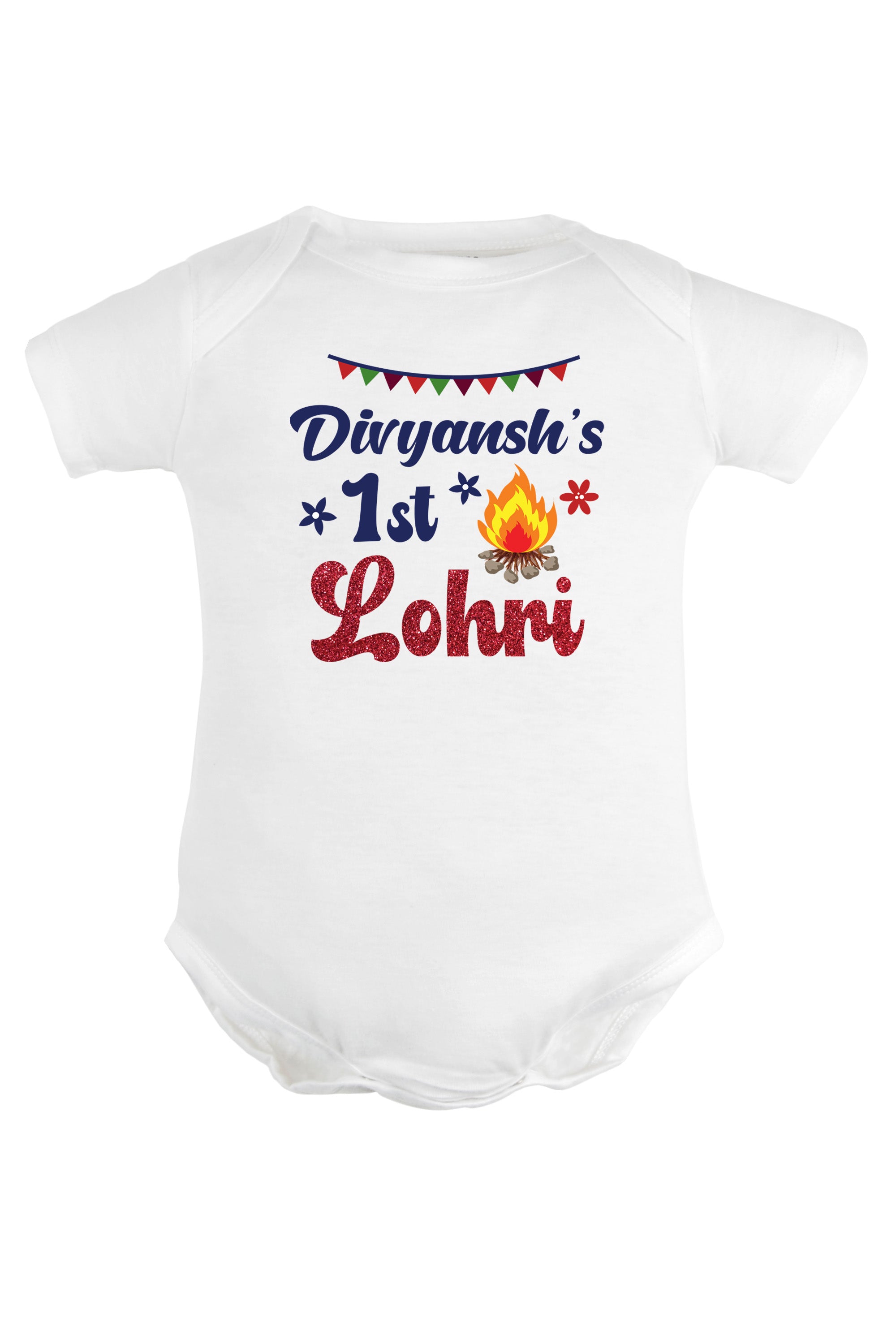 My 1st Lohri w/ Glitter and Custom Name Baby Romper | Onesies