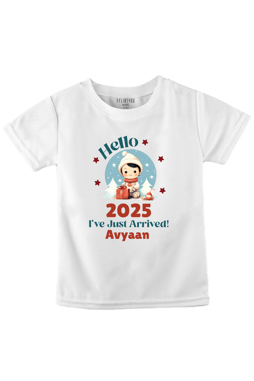 Hello 2025 I've Just Arrived Kids T Shirt w/ Custom Name