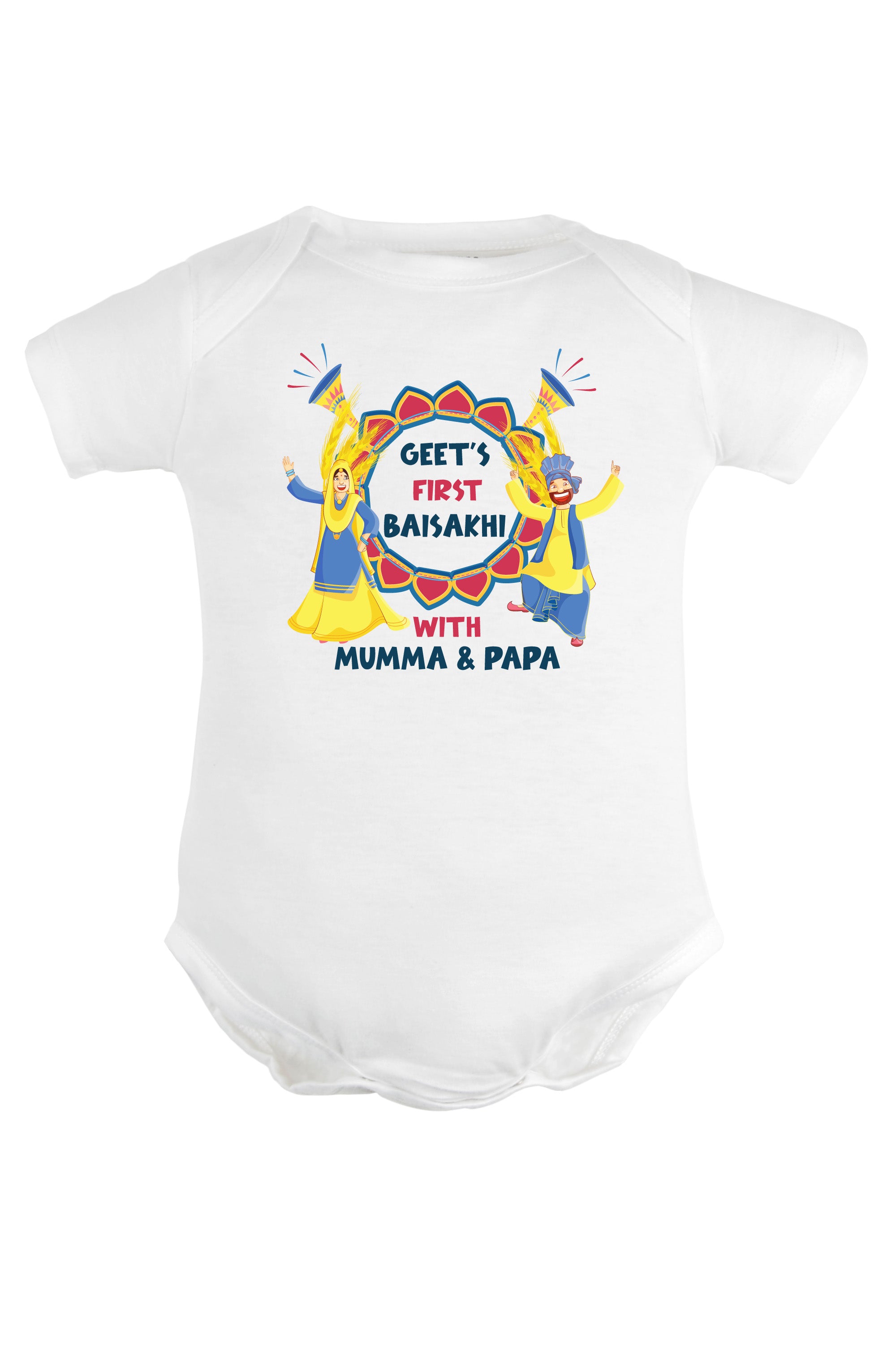 My First Baisakhi With Mumma & Papa Baby Romper | Onesies w/ Custom Name