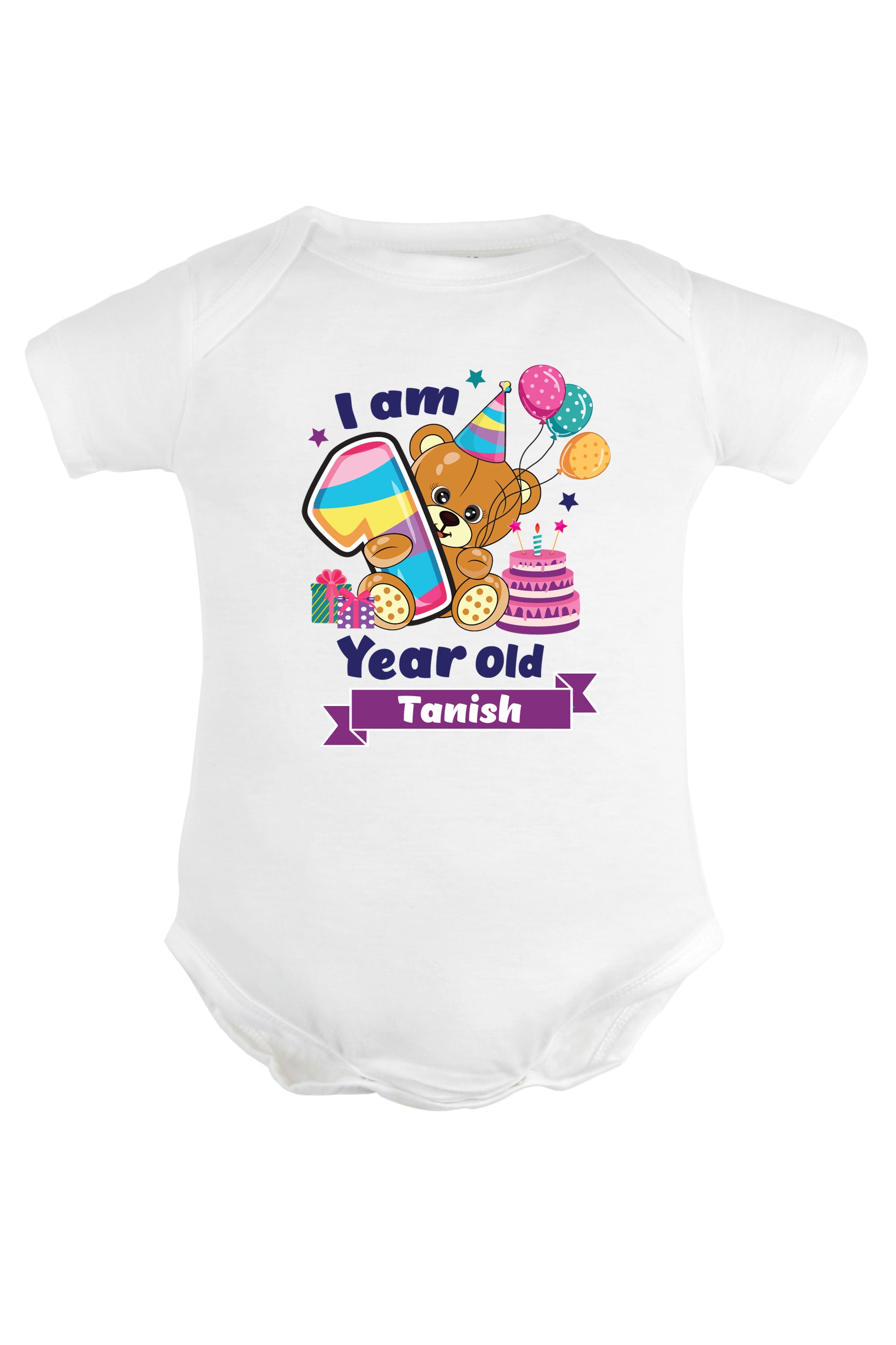 One Year Milestone Baby Romper | Onesies - Birthday Teddy w/ Custom Name