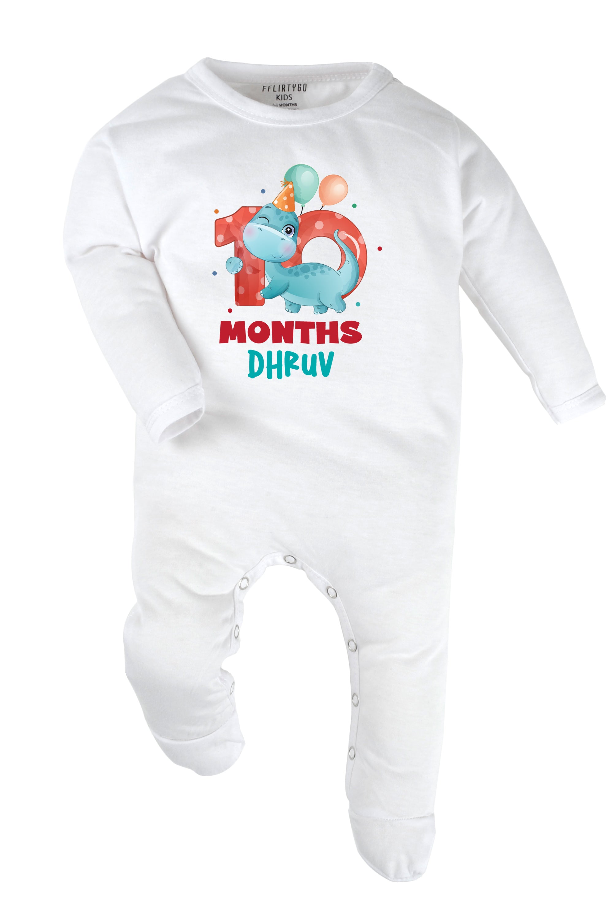 Ten Month Milestone Baby Romper | Onesies - Dino w/ Custom Name