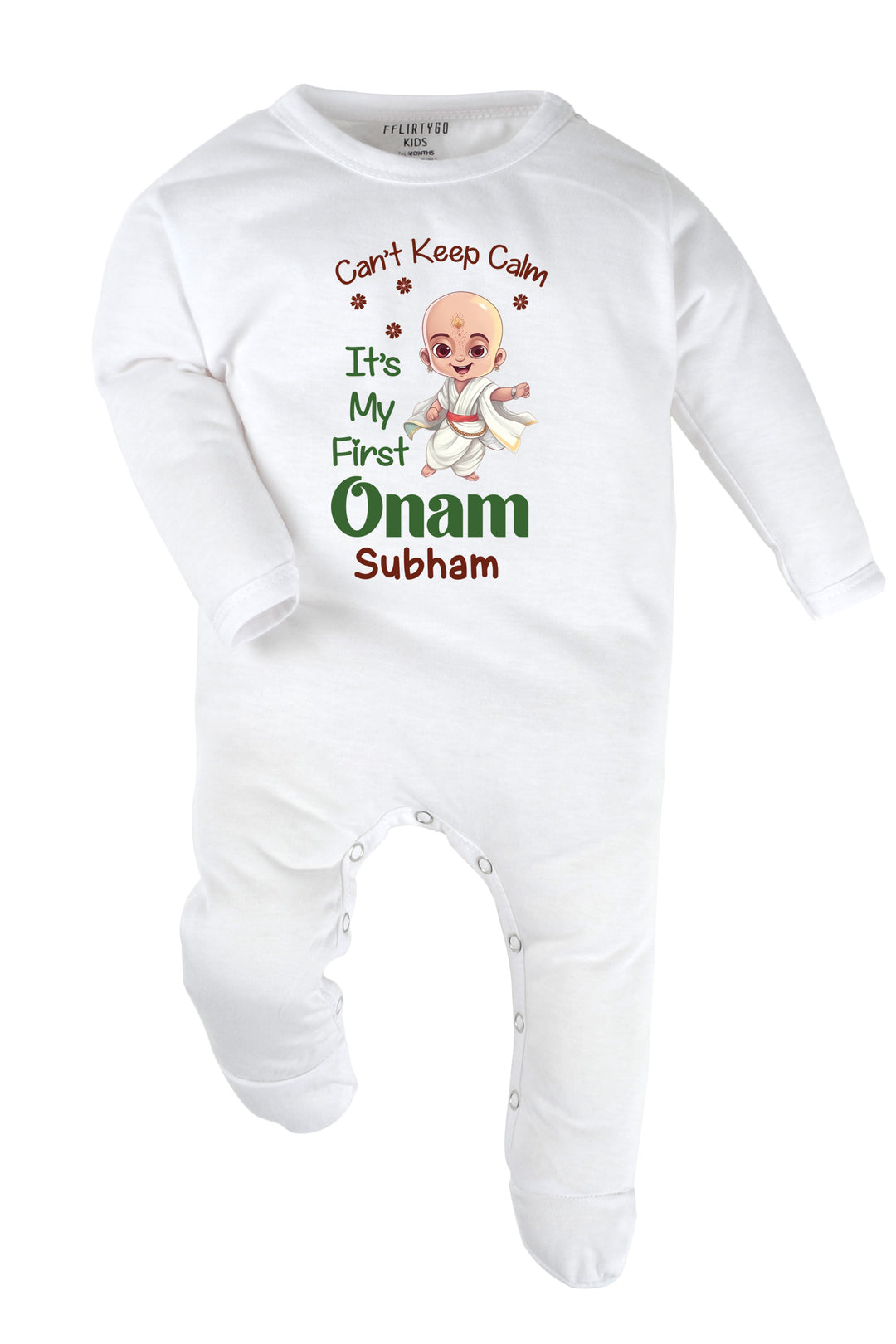 Can't Keep Calm It's My First Onam Baby Romper | Onesies w/ Custom Name