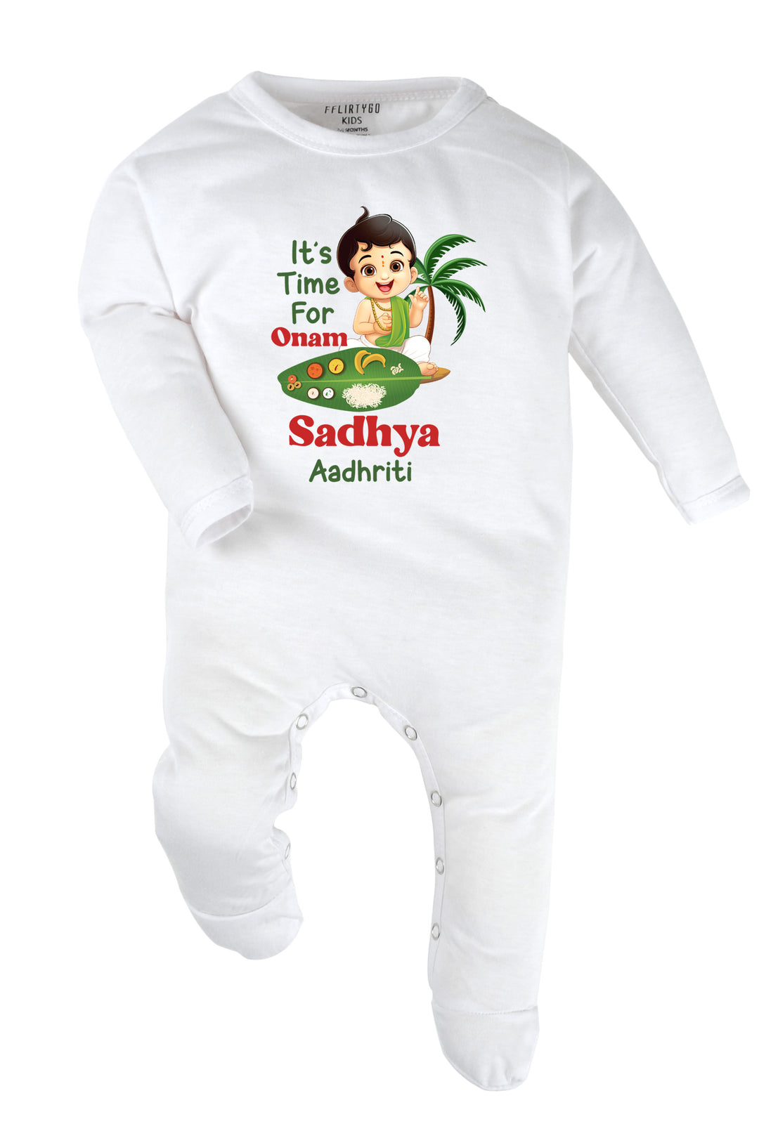 It's Time For Onam Sadhya Baby Romper | Onesies w/ Custom Name