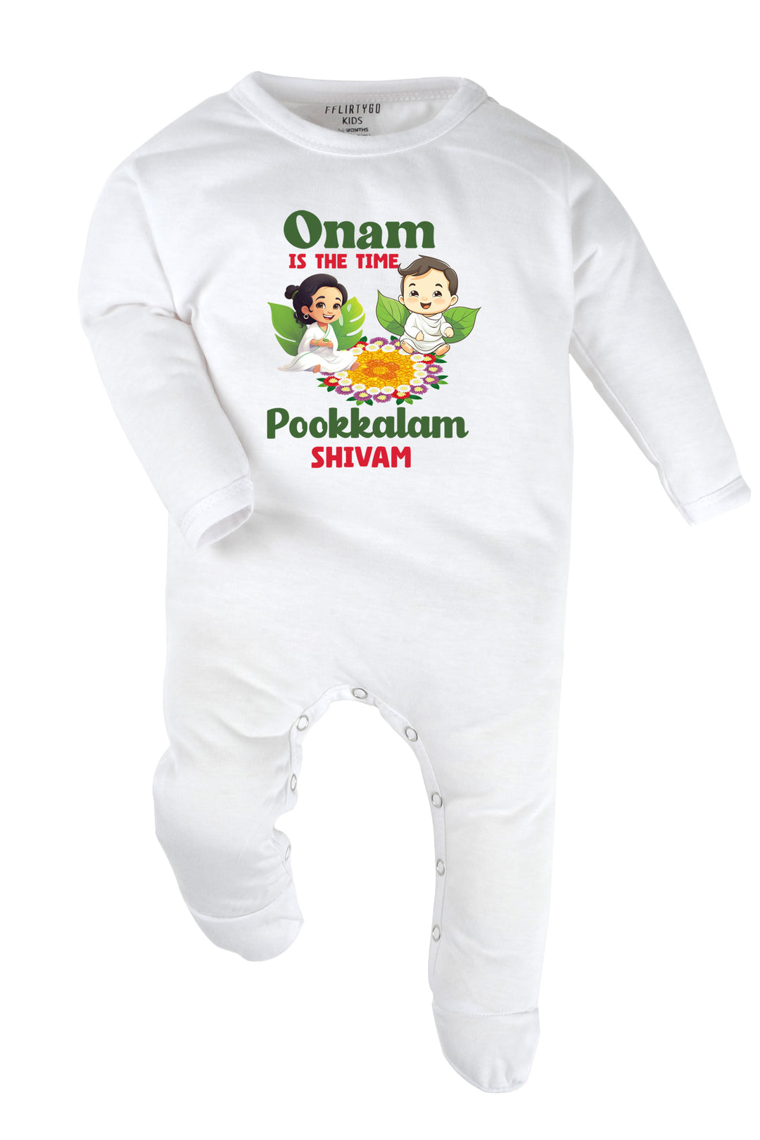 Onam Is The Time Pookkalam Baby Romper | Onesies w/ Custom Name