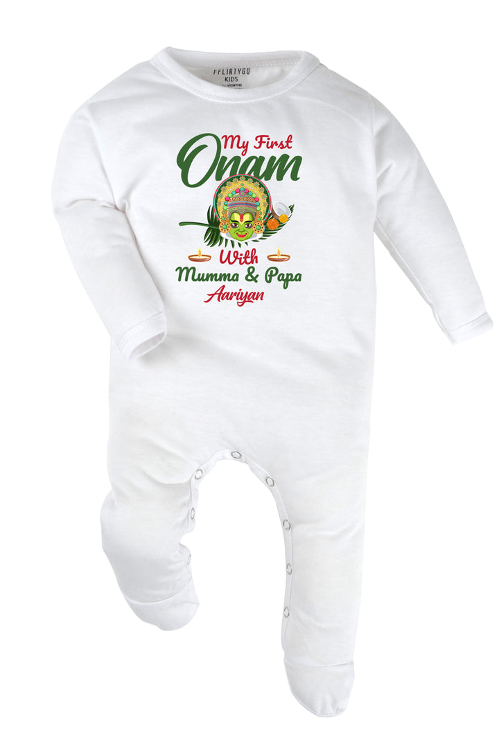 My First Onam With Mumma & Papa Baby Romper | Onesies w/ Custom Name