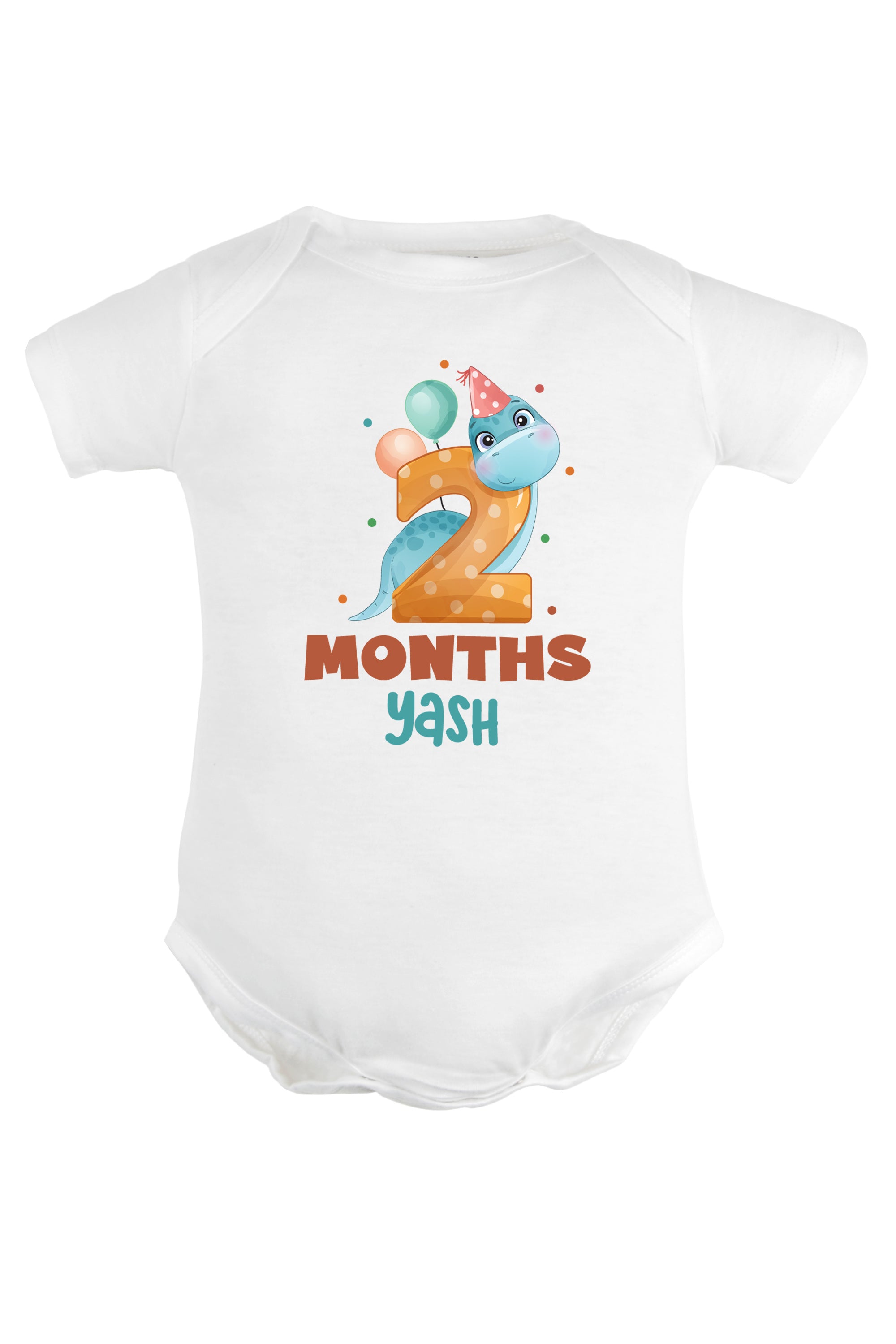 Two Month Milestone Baby Romper | Onesies - Dino w/ Custom name