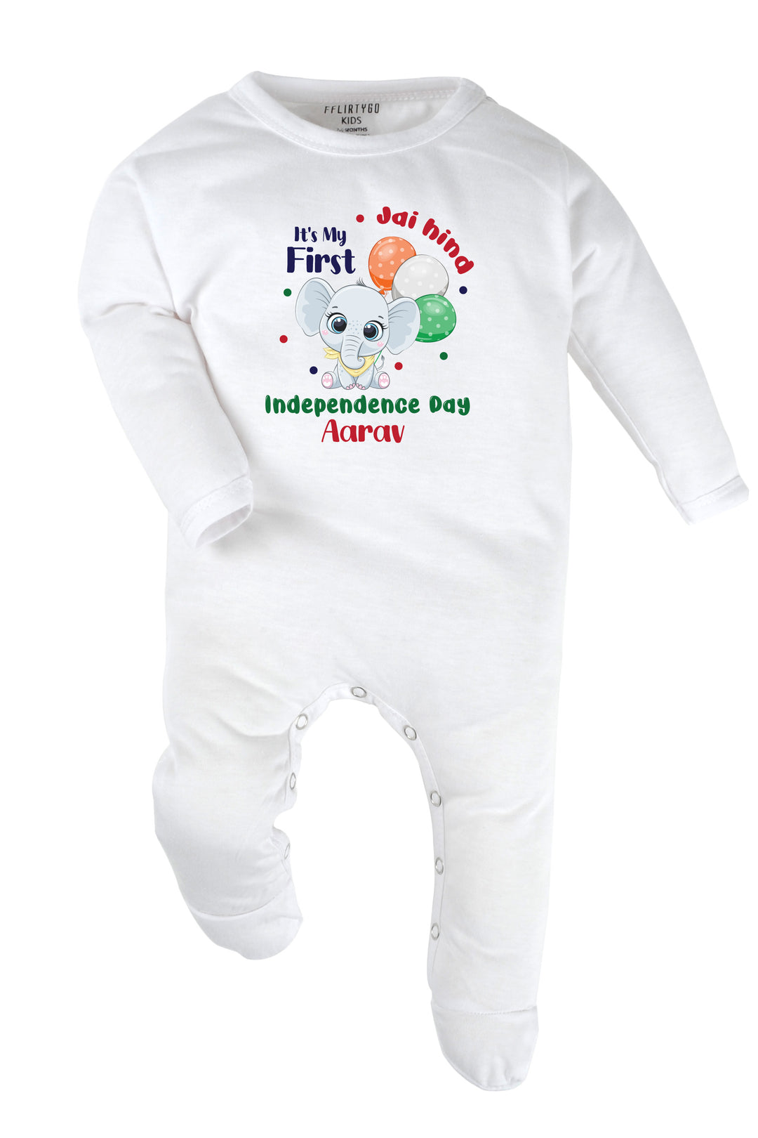 Jai Hind It's My First Independence Day Baby Romper | Onesies w/ Custom Name