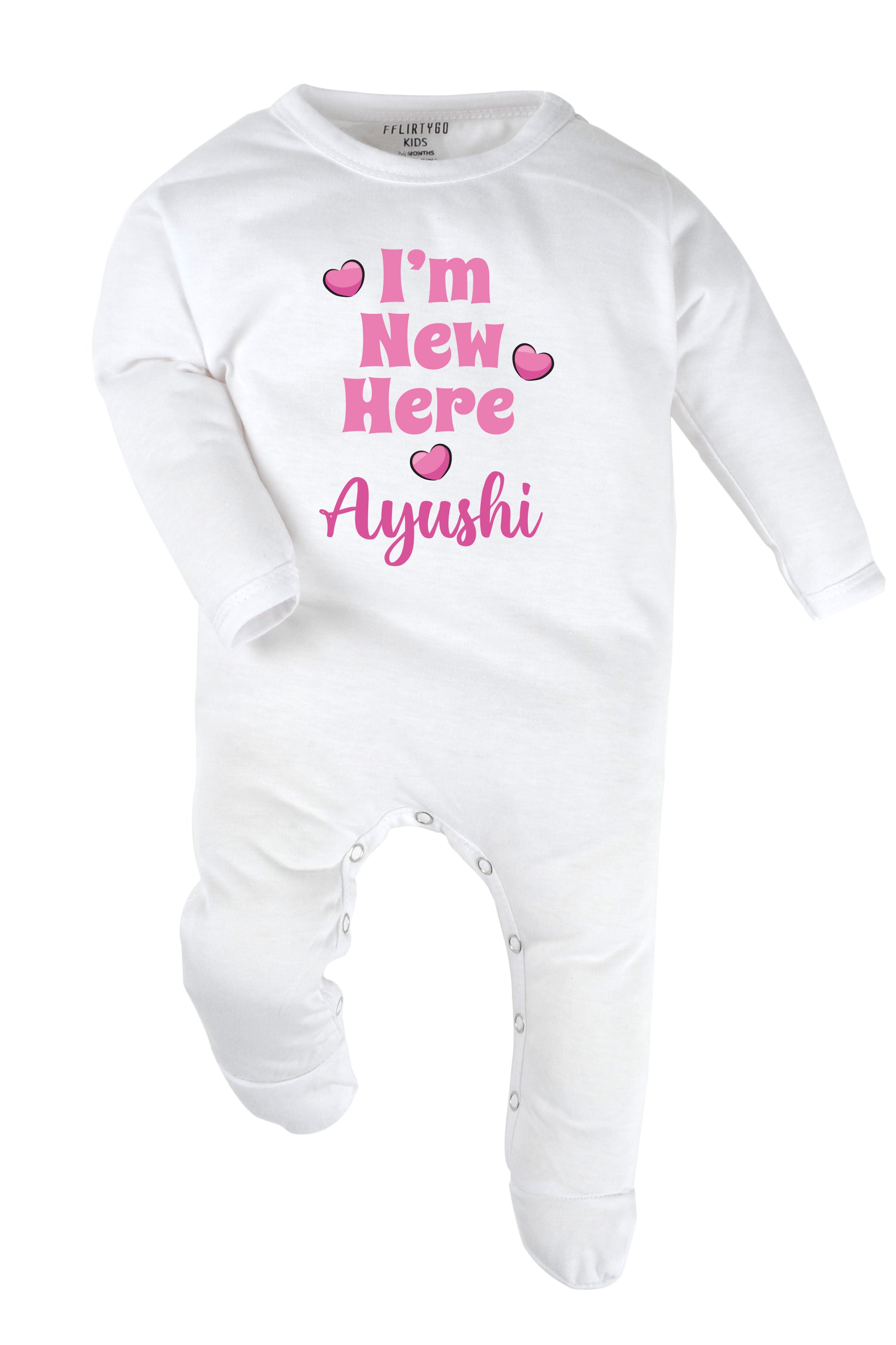 I Am New Here (Pink) Baby Romper | Onesies w/ Custom Name