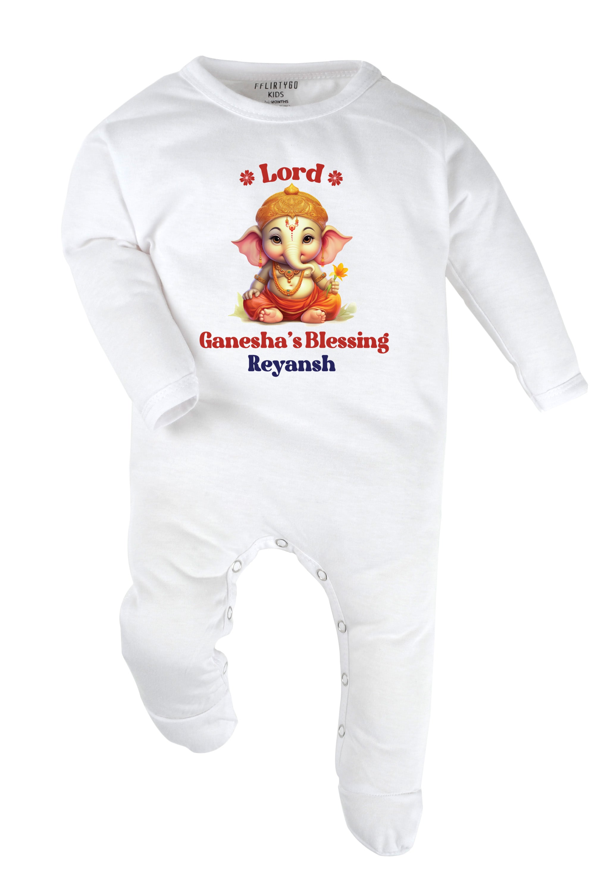 Lord Ganesha's Blessing Baby Romper | Onesies w/ Custom Name