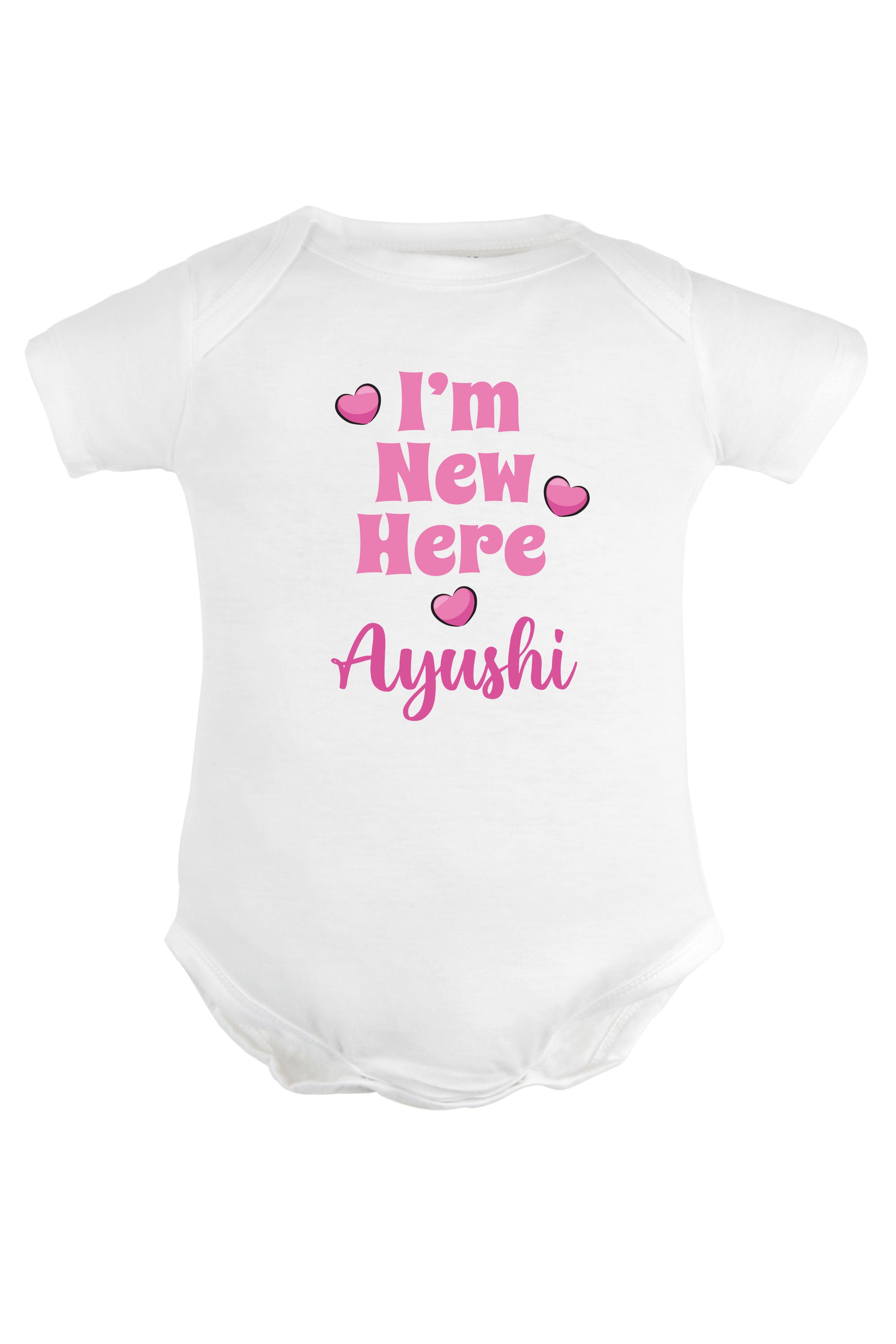 I Am New Here (Pink) Baby Romper | Onesies w/ Custom Name