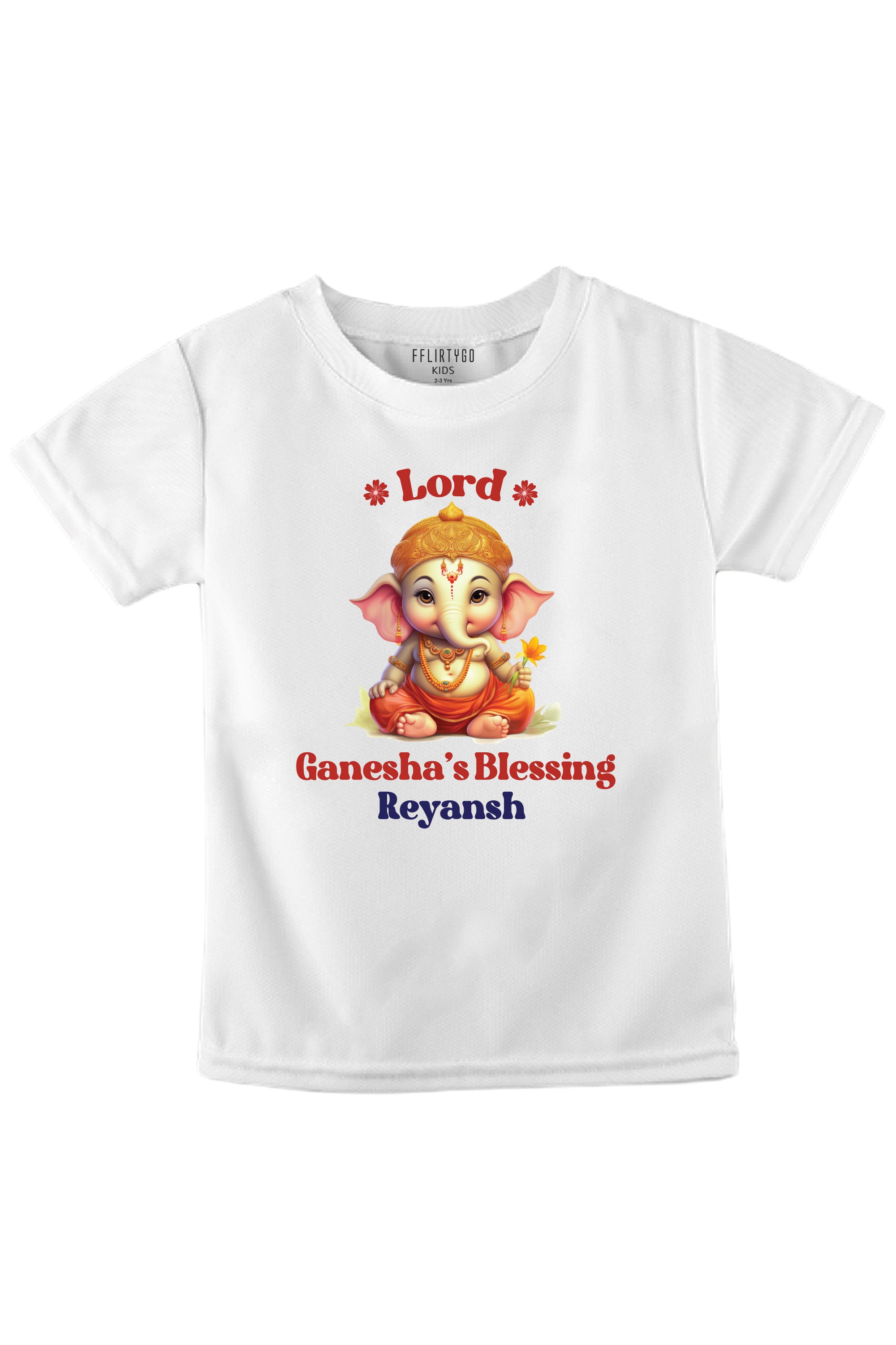 Lord Ganesha's Blessing Kids T Shirt w/ Custom Name