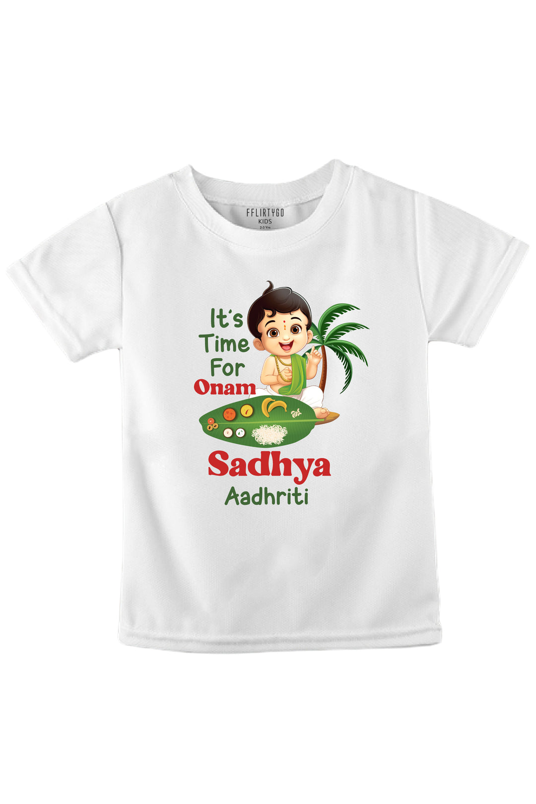 It's Time For Onam Sadhya Kids T Shirt w/ Custom Name