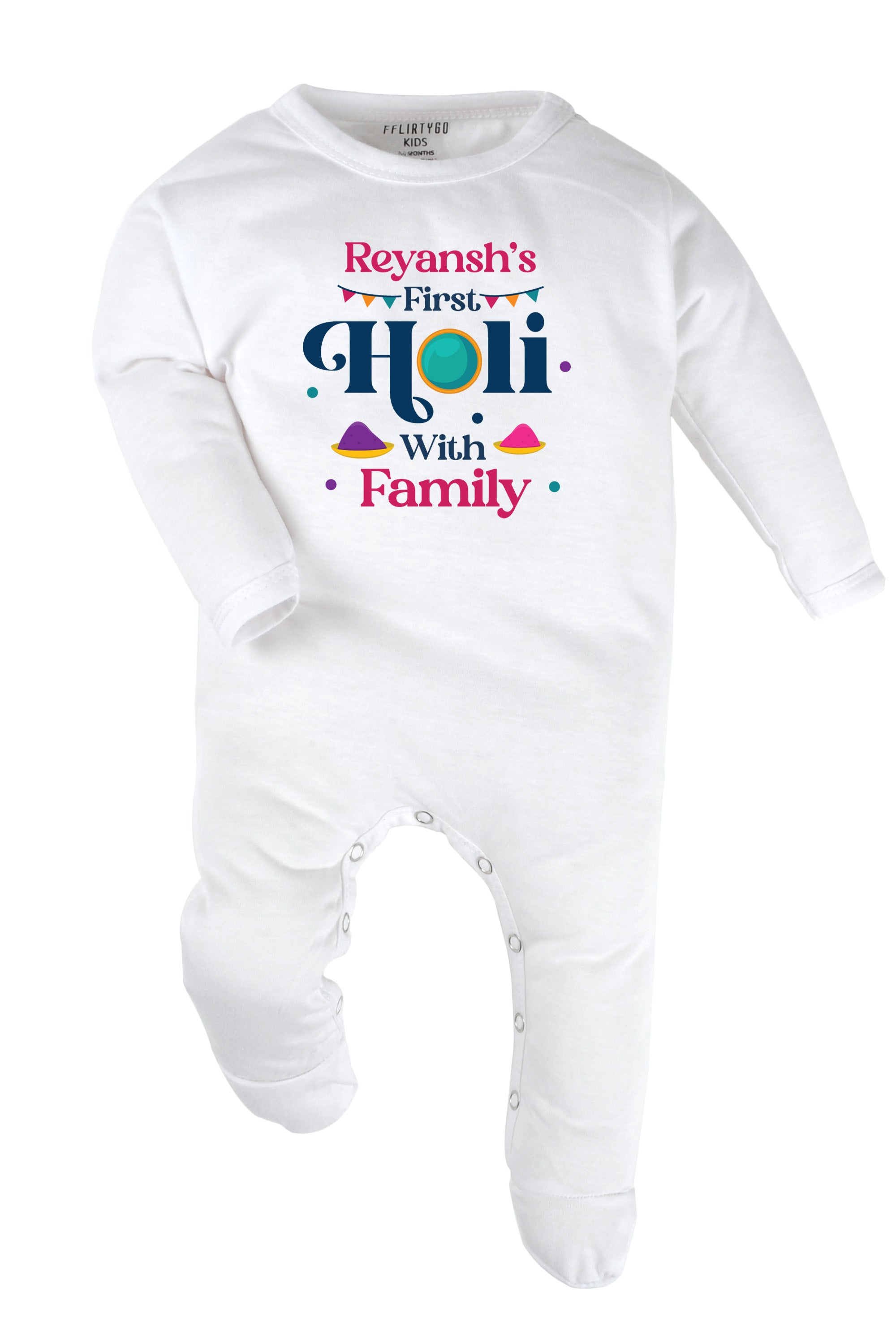 My First Holi With Family Baby Romper | Onesies w/ Custom Name