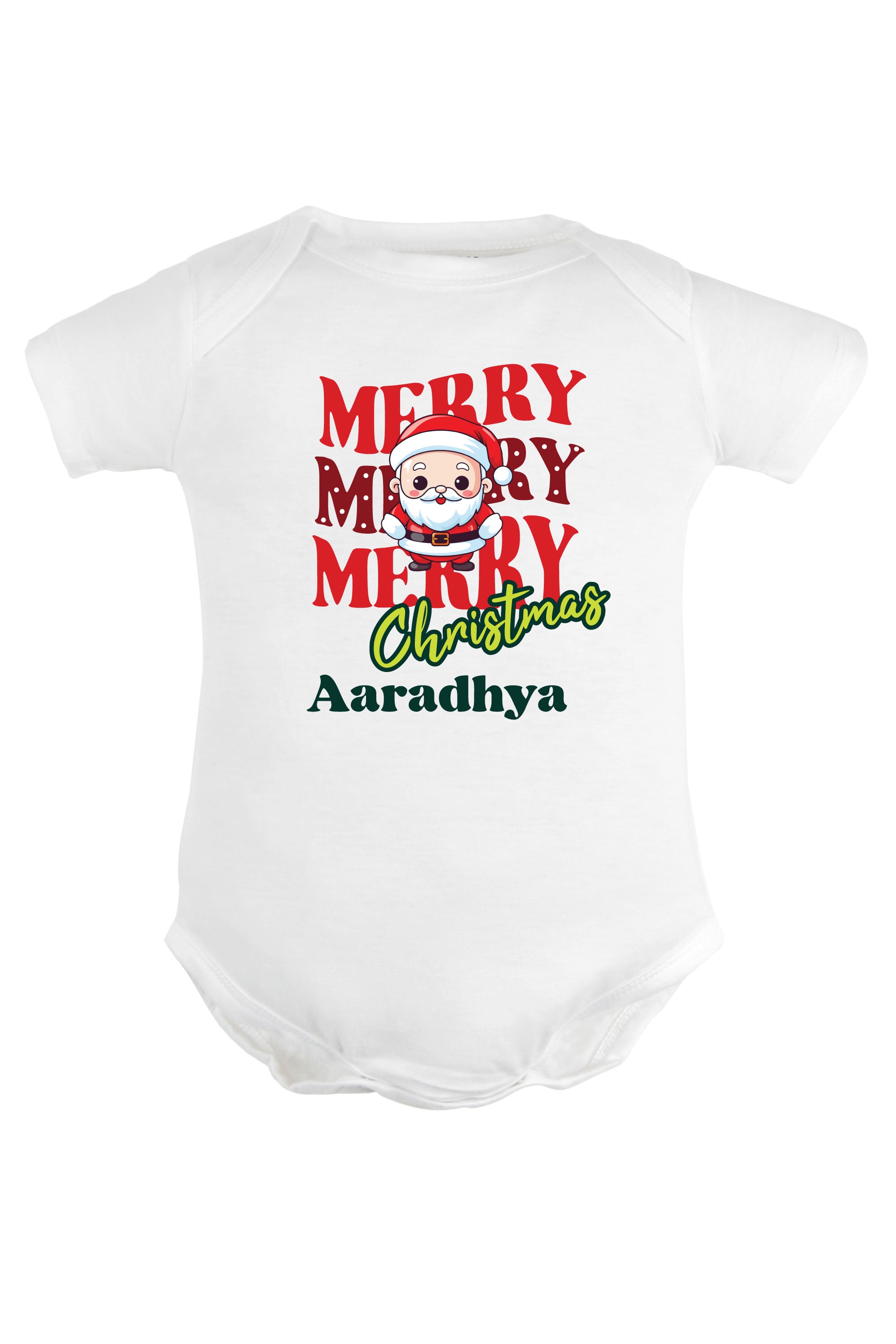 Merry Merry Merry  Christmas Baby Romper | Onesies w/ Custom Name