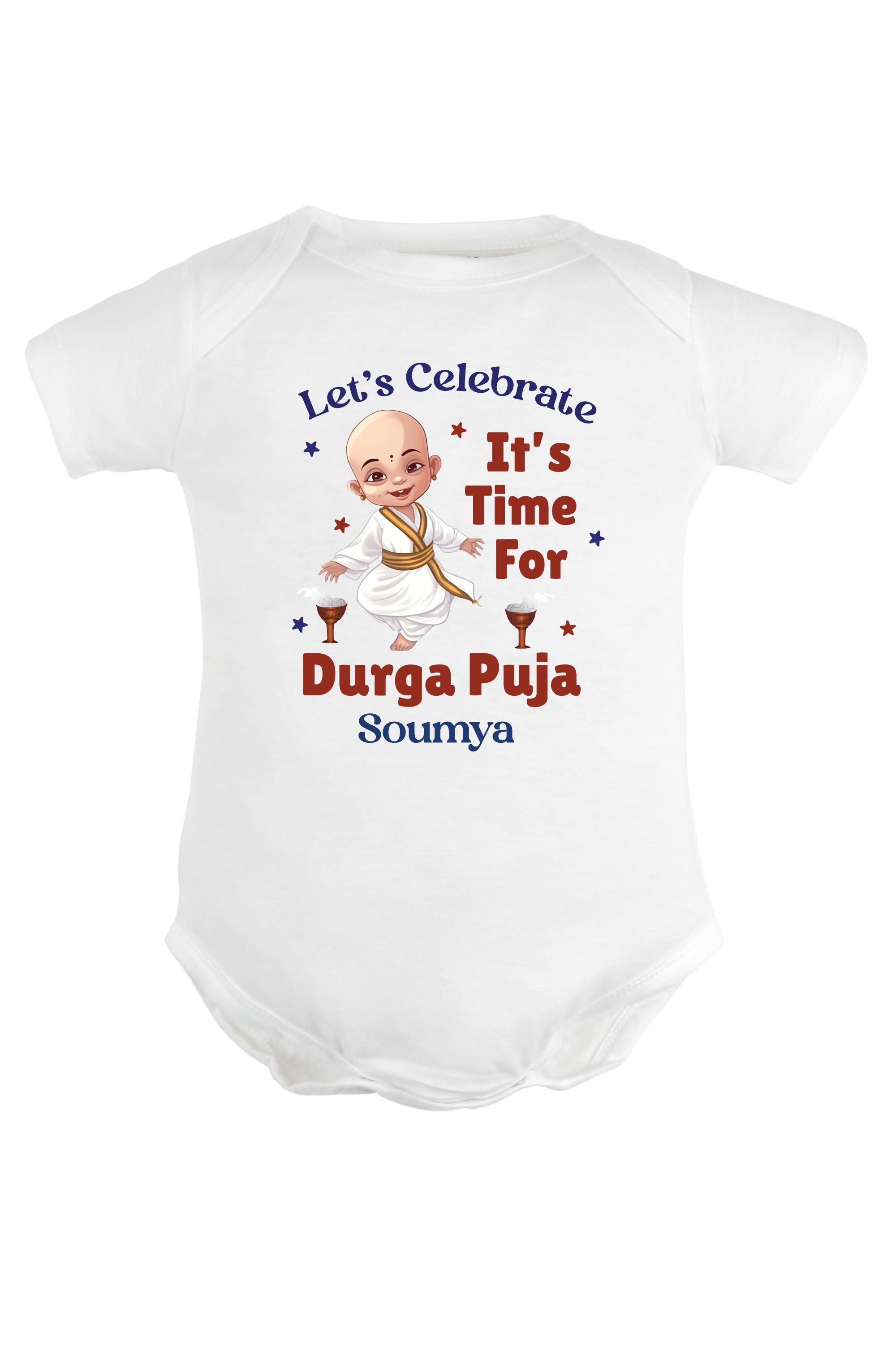 Let's Celebrate It's Time For Durga Puja Baby Romper | Onesies w/ Custom Name