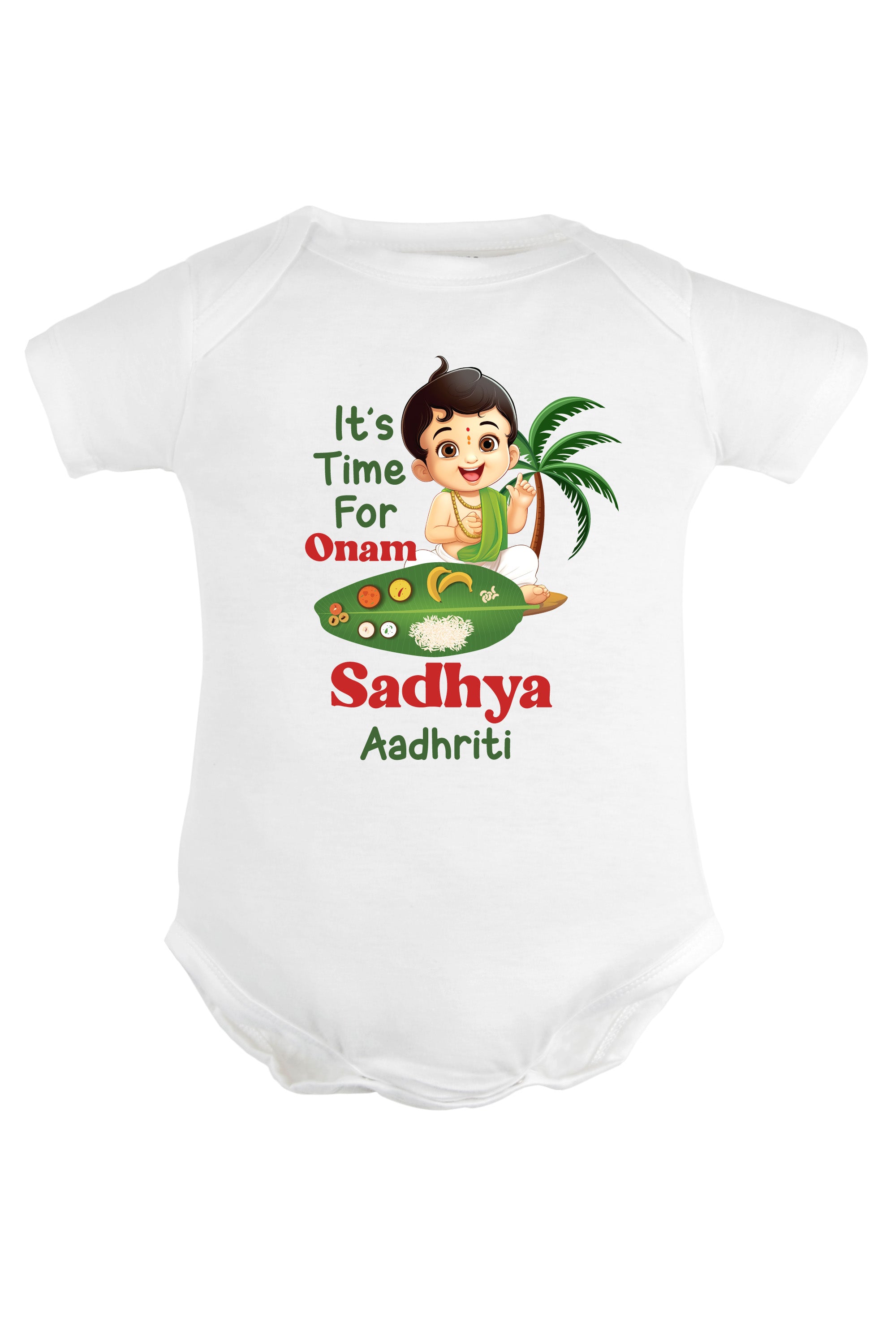 It's Time For Onam Sadhya Baby Romper | Onesies w/ Custom Name