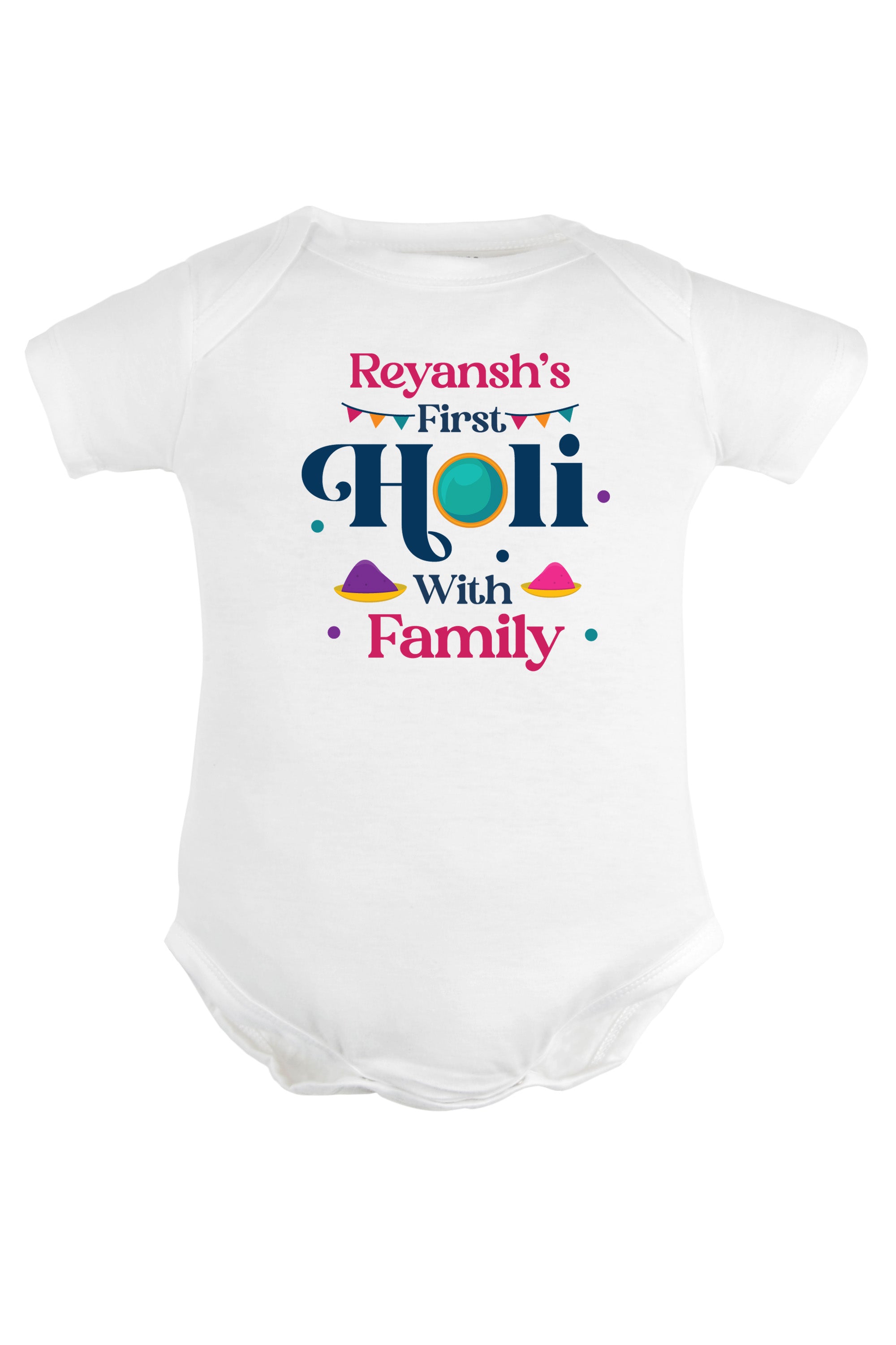 My First Holi With Family Baby Romper | Onesies w/ Custom Name