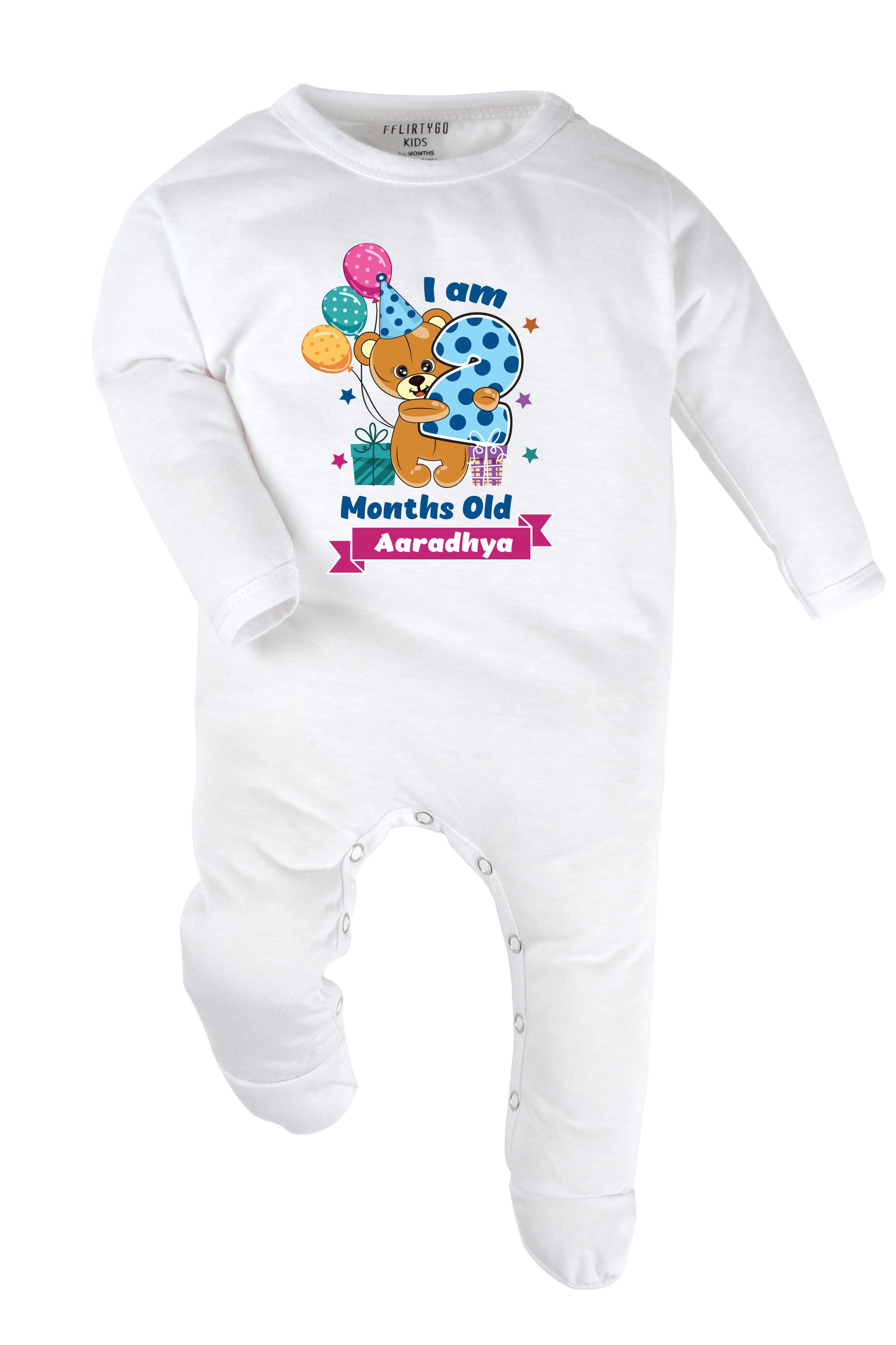 Two Month Milestone Baby Romper | Onesies - Birthday Teddy w/ Custom name