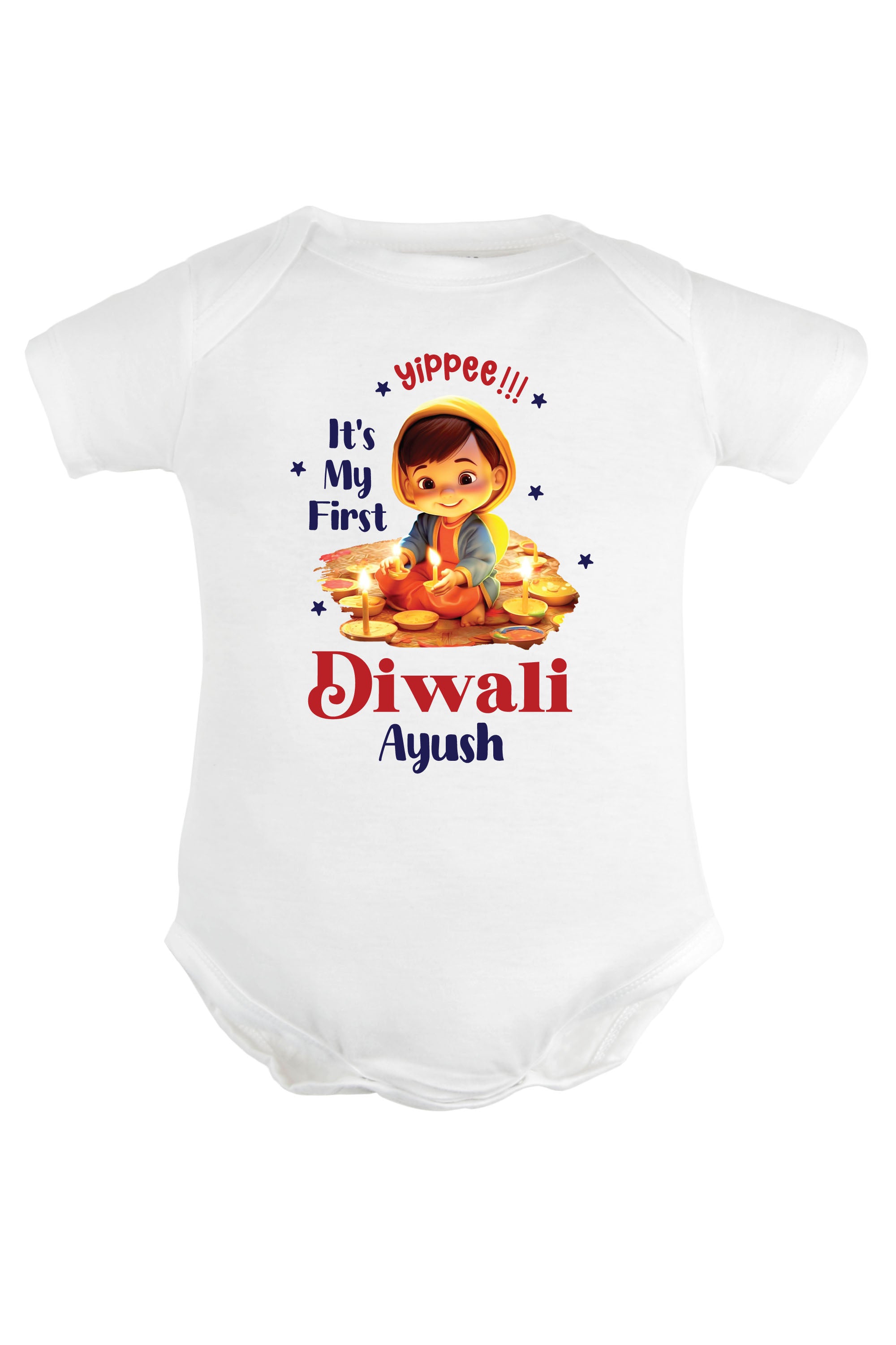 Yippee !!! It's My First Diwali Baby Romper | Onesies w/ Custom Name