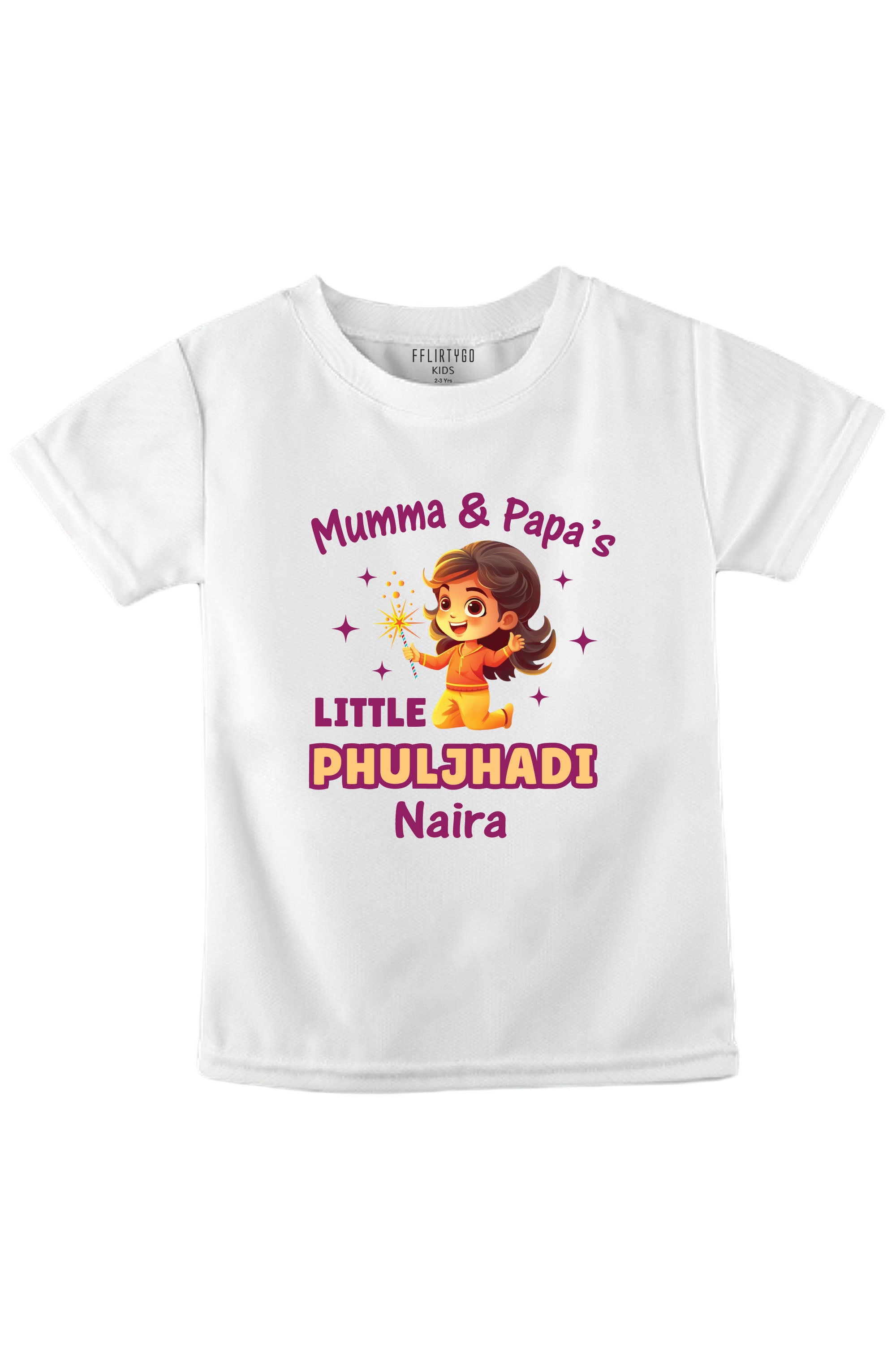 Mumma & Papa's Little Phuljhadi Kids T Shirt w/ Custom Name