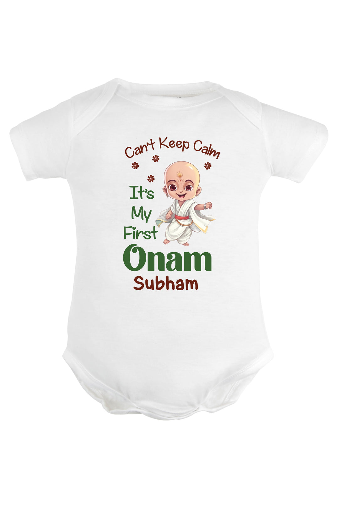 Can't Keep Calm It's My First Onam Baby Romper | Onesies w/ Custom Name