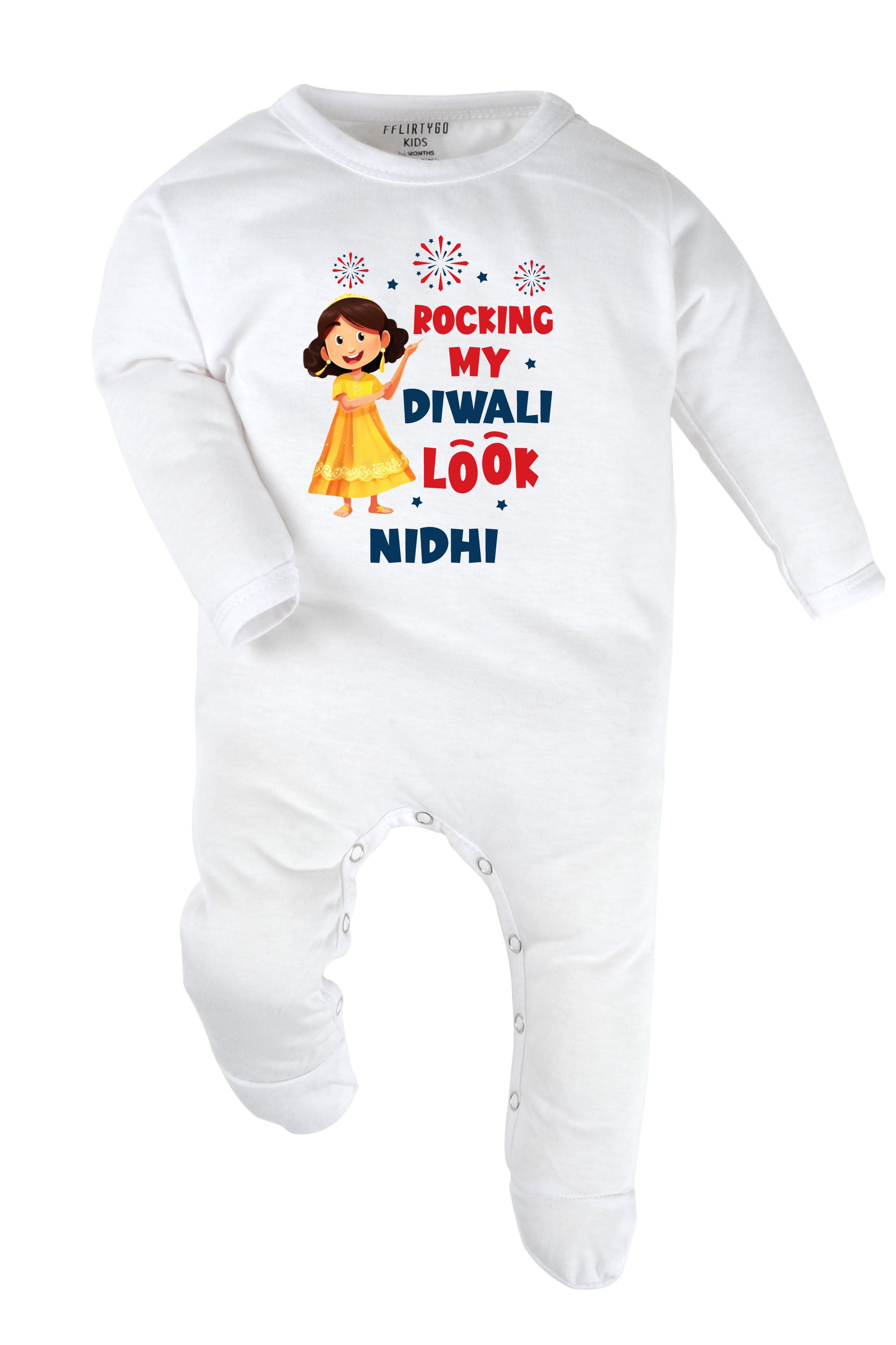 Rocking My Diwali Look Baby Romper | Onesies w/ Custom Name