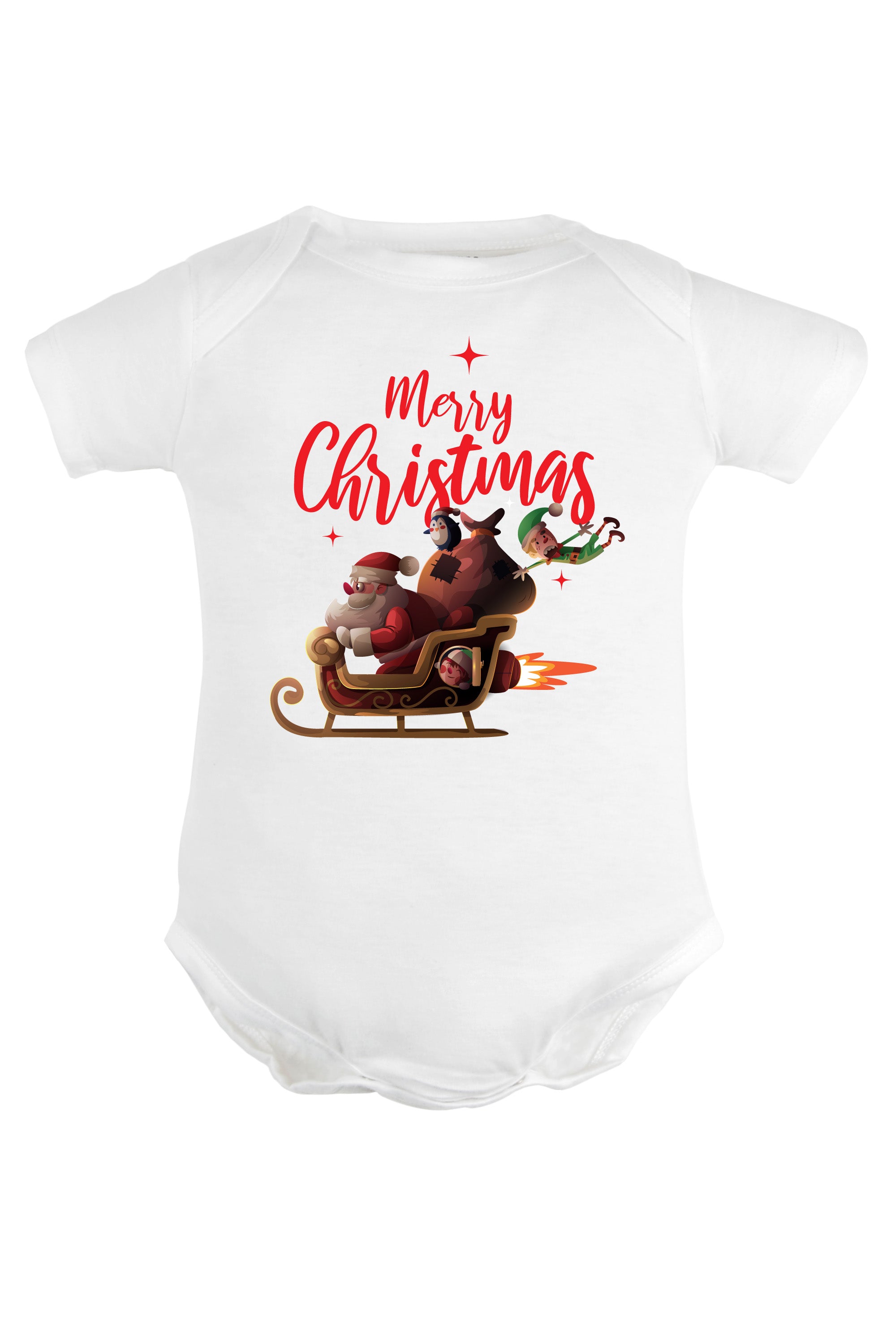 Merry Christmas with Santa's Sleigh Baby Romper | Onesies