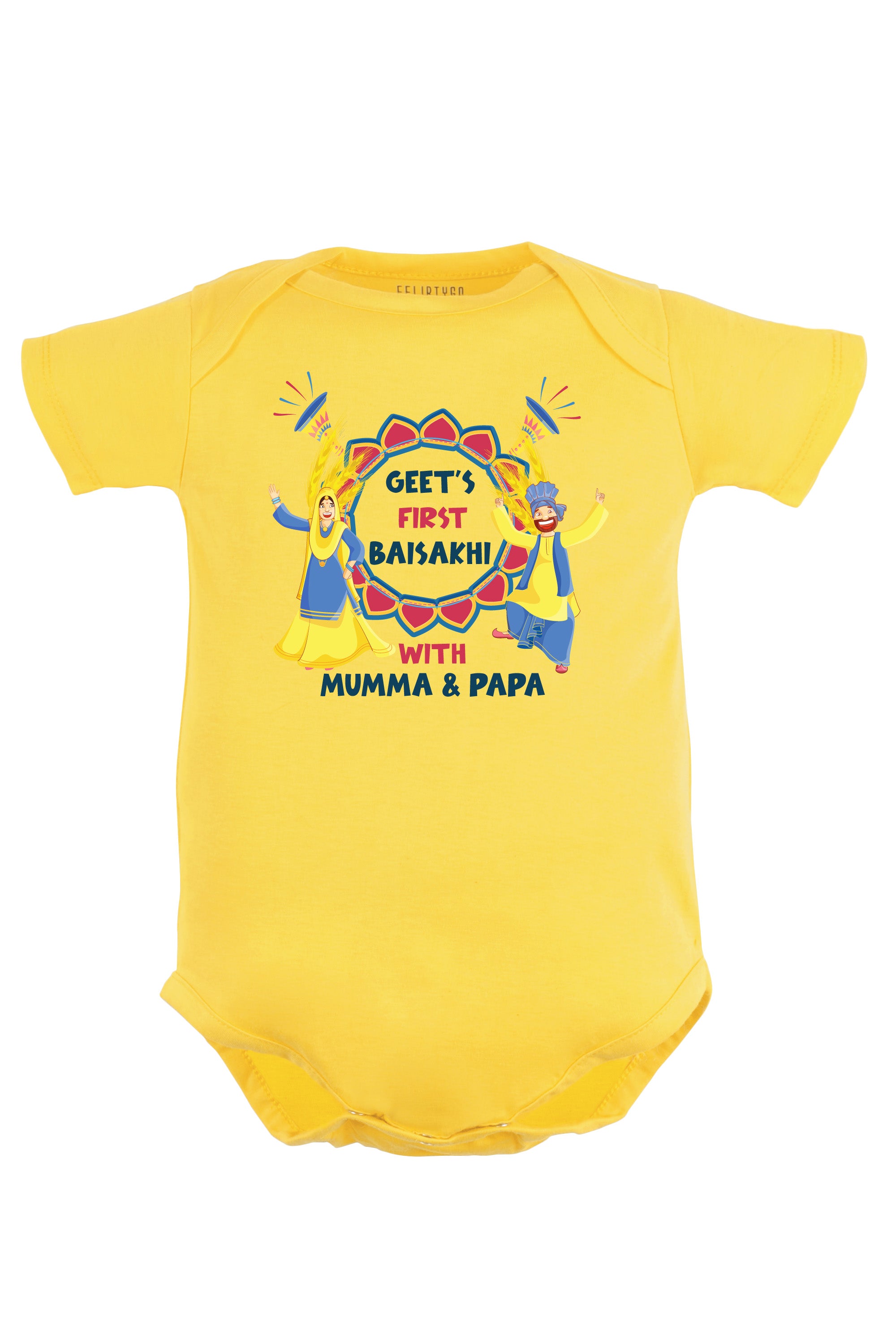 My First Baisakhi With Mumma & Papa Baby Romper | Onesies w/ Custom Name