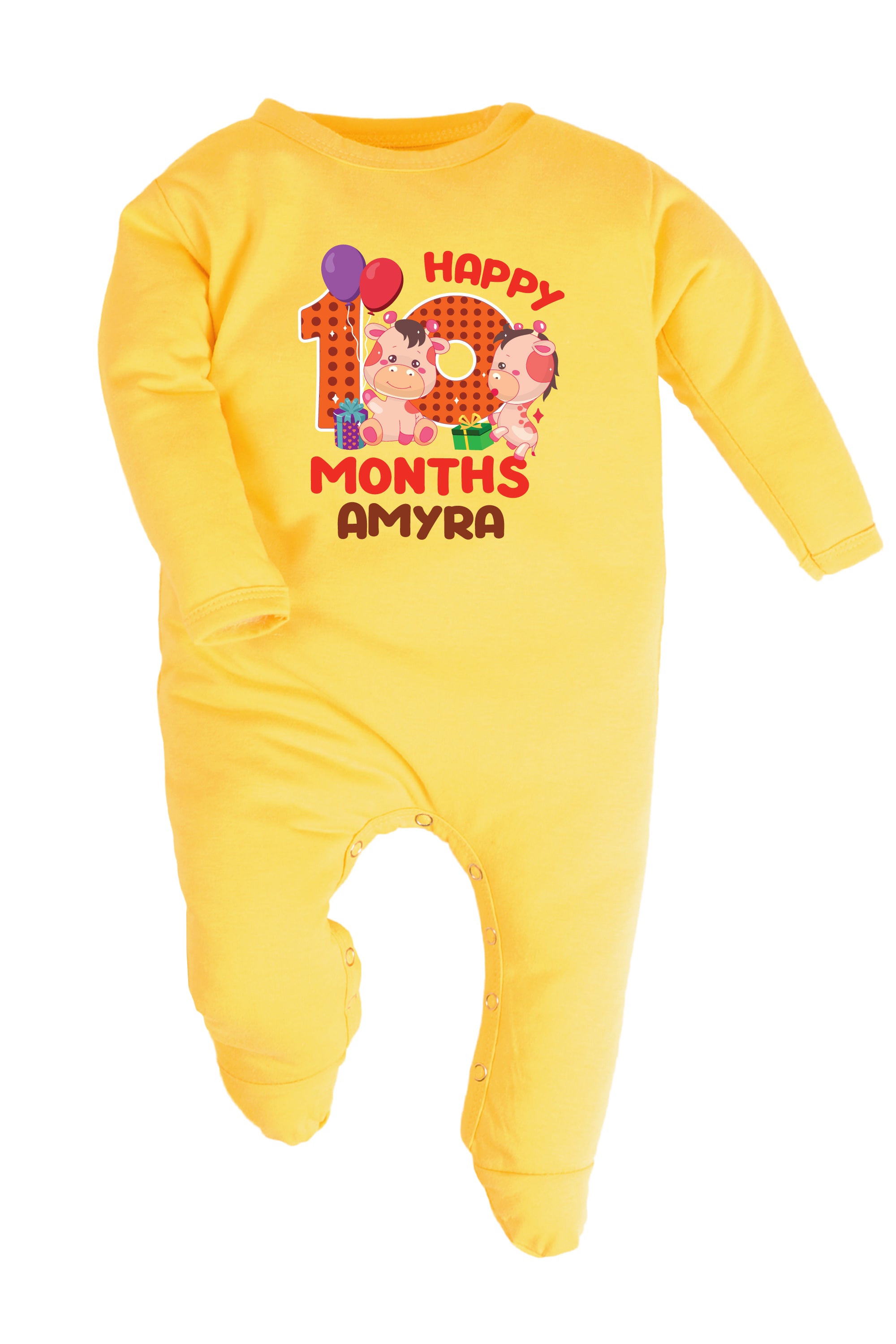 Ten Month Milestone Baby Romper | Onesies - Giraffe w/ Custom Name