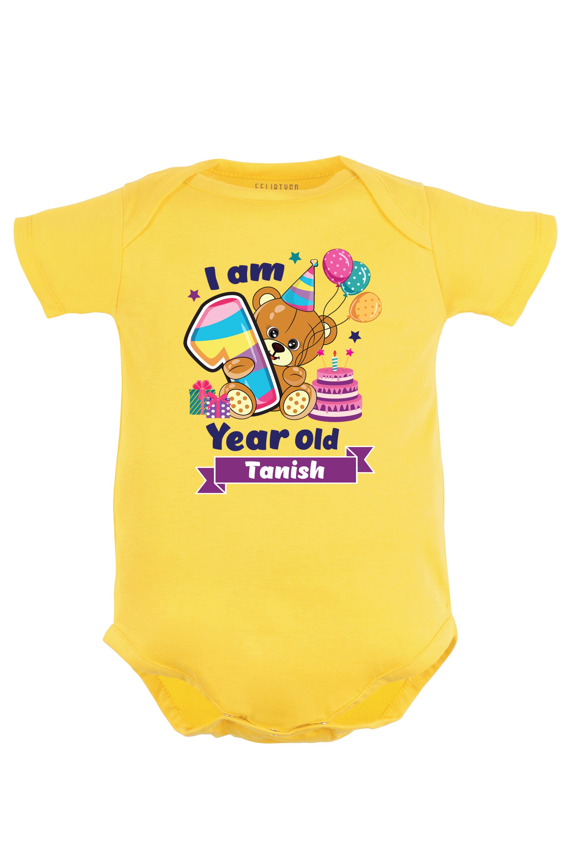 One Year Milestone Baby Romper | Onesies - Birthday Teddy w/ Custom Name