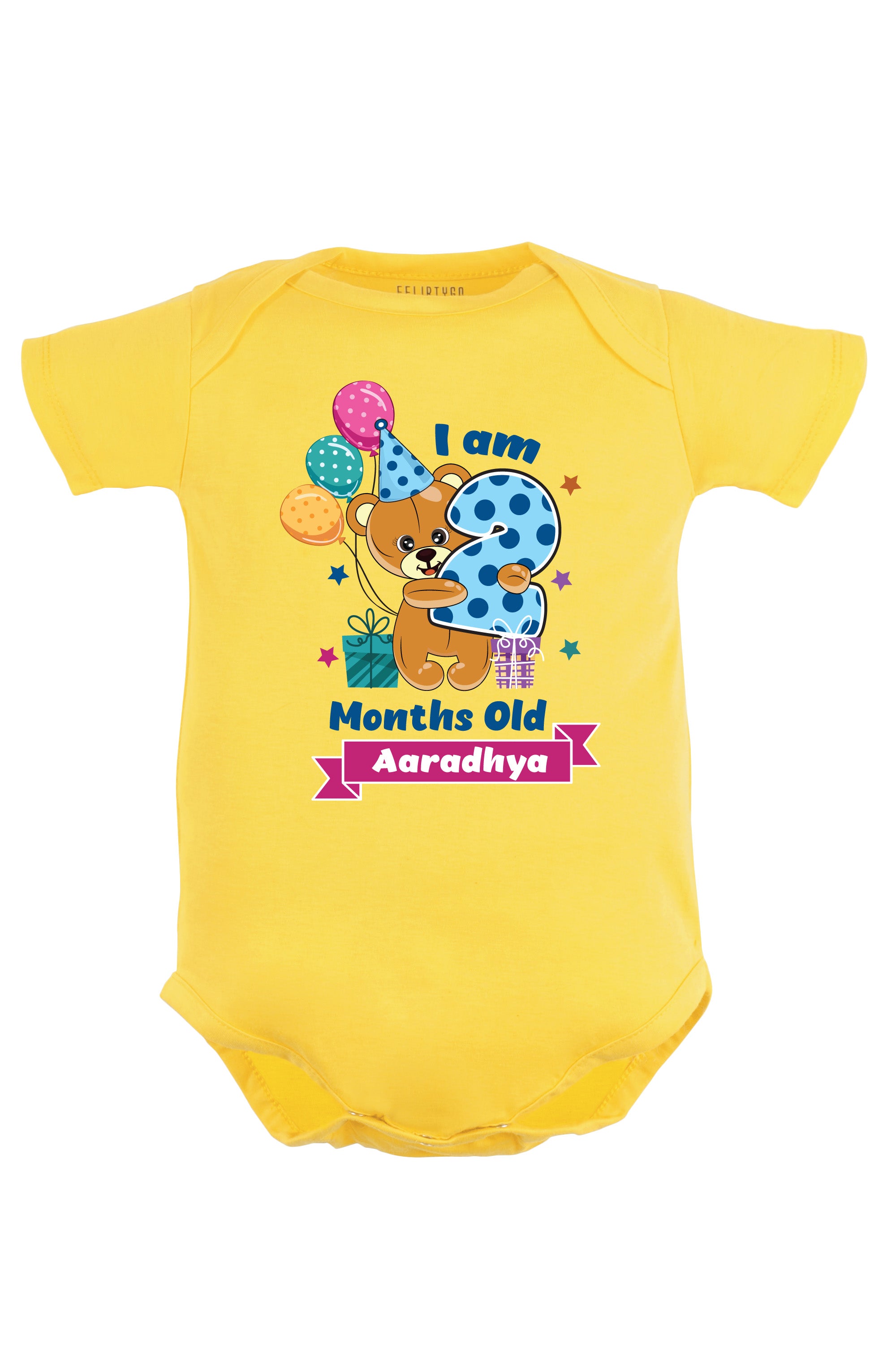 Two Month Milestone Baby Romper | Onesies - Birthday Teddy w/ Custom name