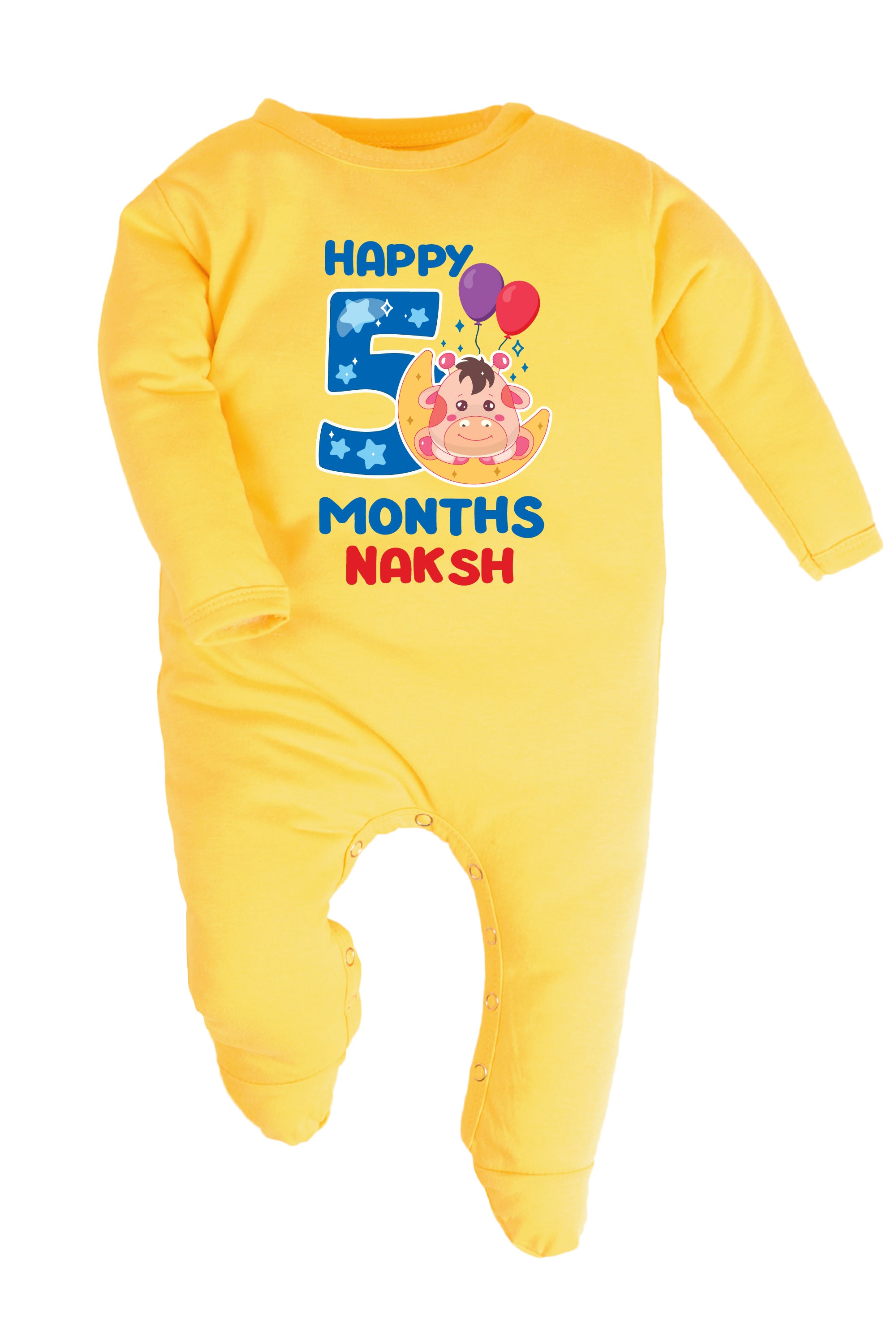 Five Month Milestone Baby Romper | Onesies - Giraffe w/ Custom Name