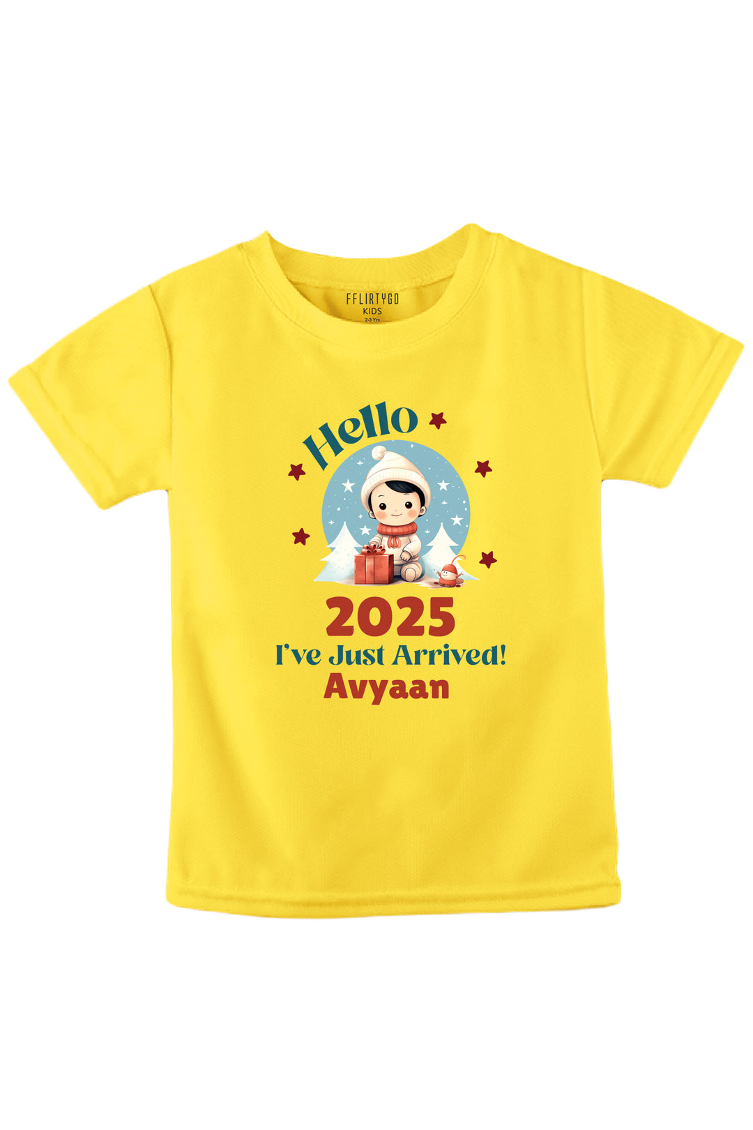 Hello 2025 I've Just Arrived Kids T Shirt w/ Custom Name